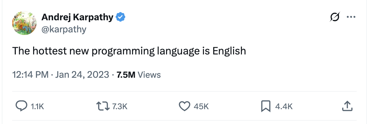 Karpathy Tweet about English 