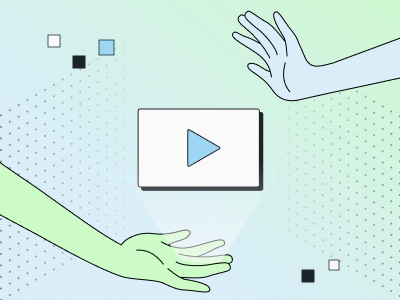 two hands hovering near a video play button