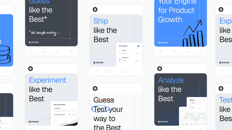 examples of statsig social ads with the new brand