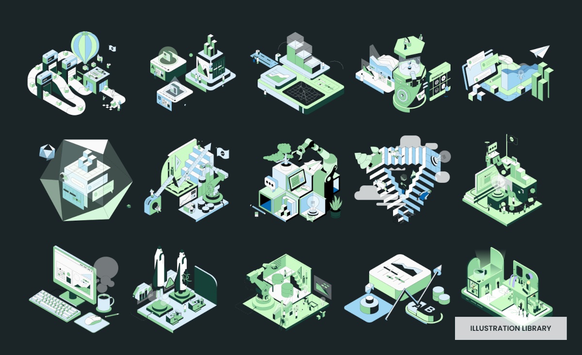 statsig isometric illustration library