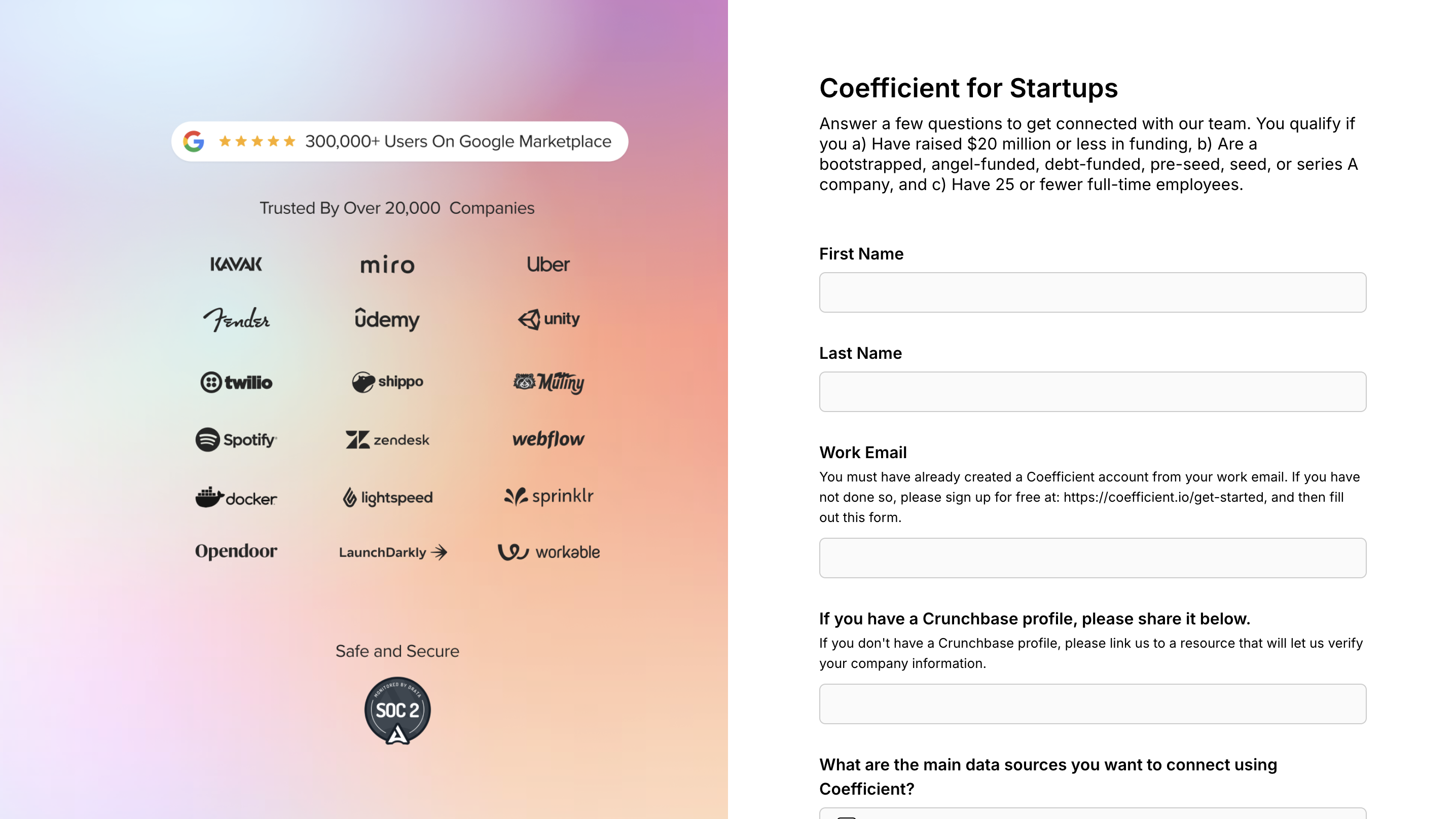 Coefficient for Startups