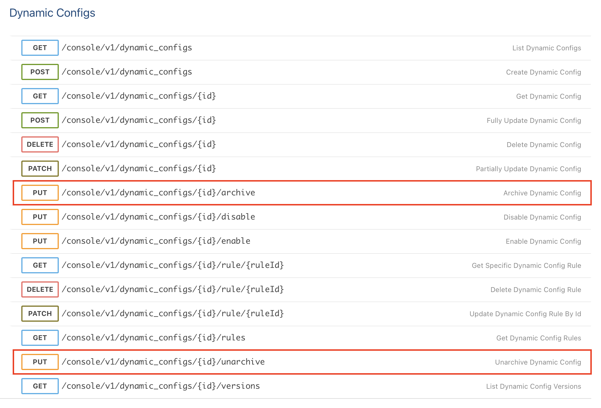 🎶 API Endpoints for archiving and unarchiving Dynamic Configs | Statsig ...