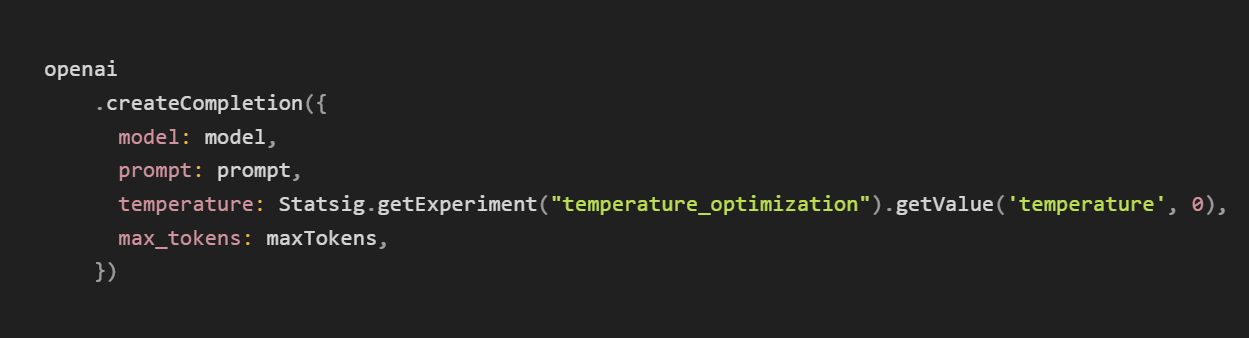 passing temperature parameter from autotune to llm model javascript