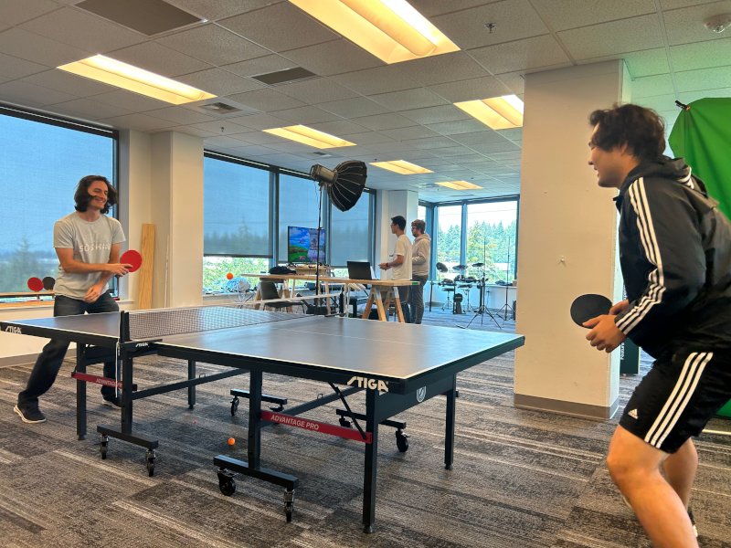 Lior and me in a friendly game of ping pong