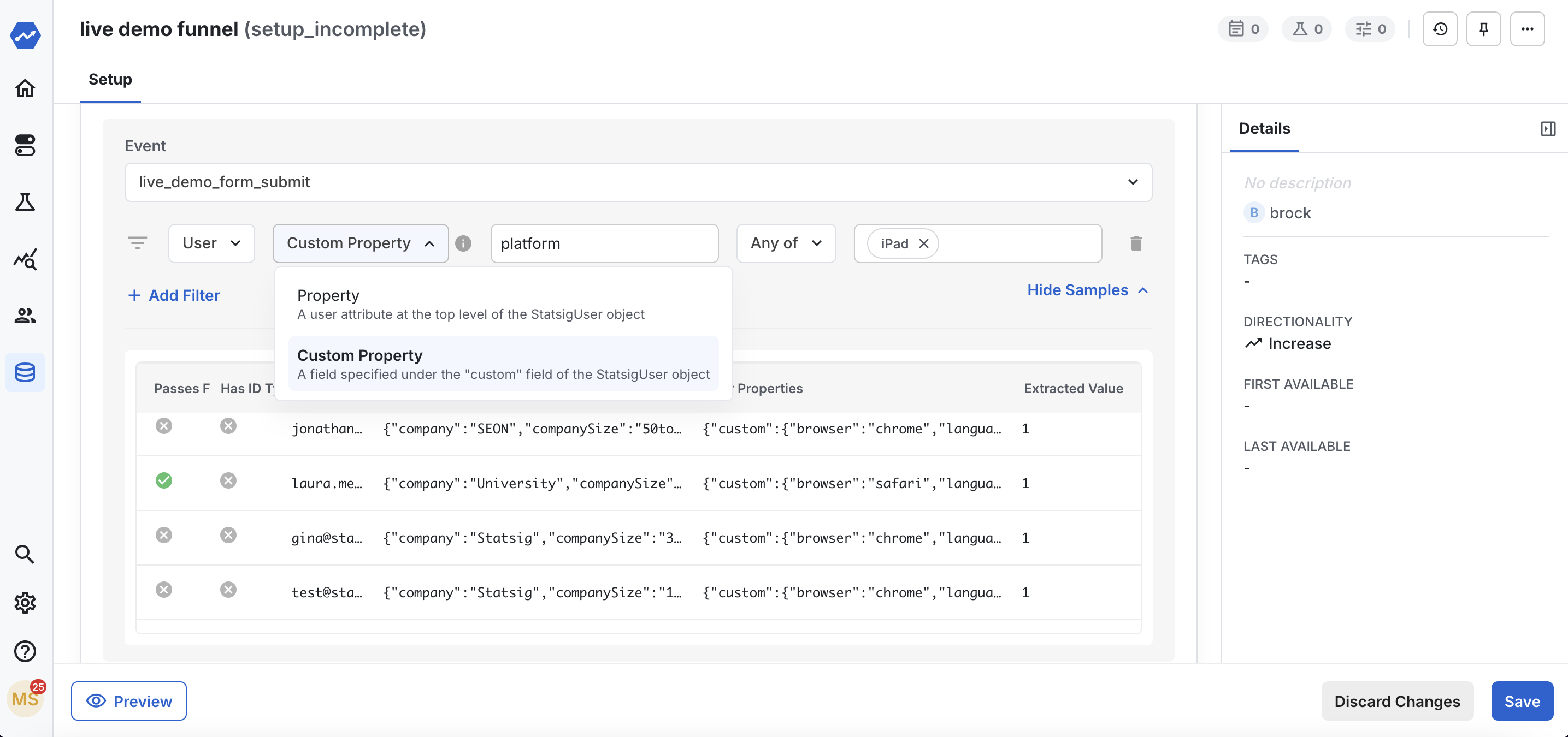 Filtering by User Dims