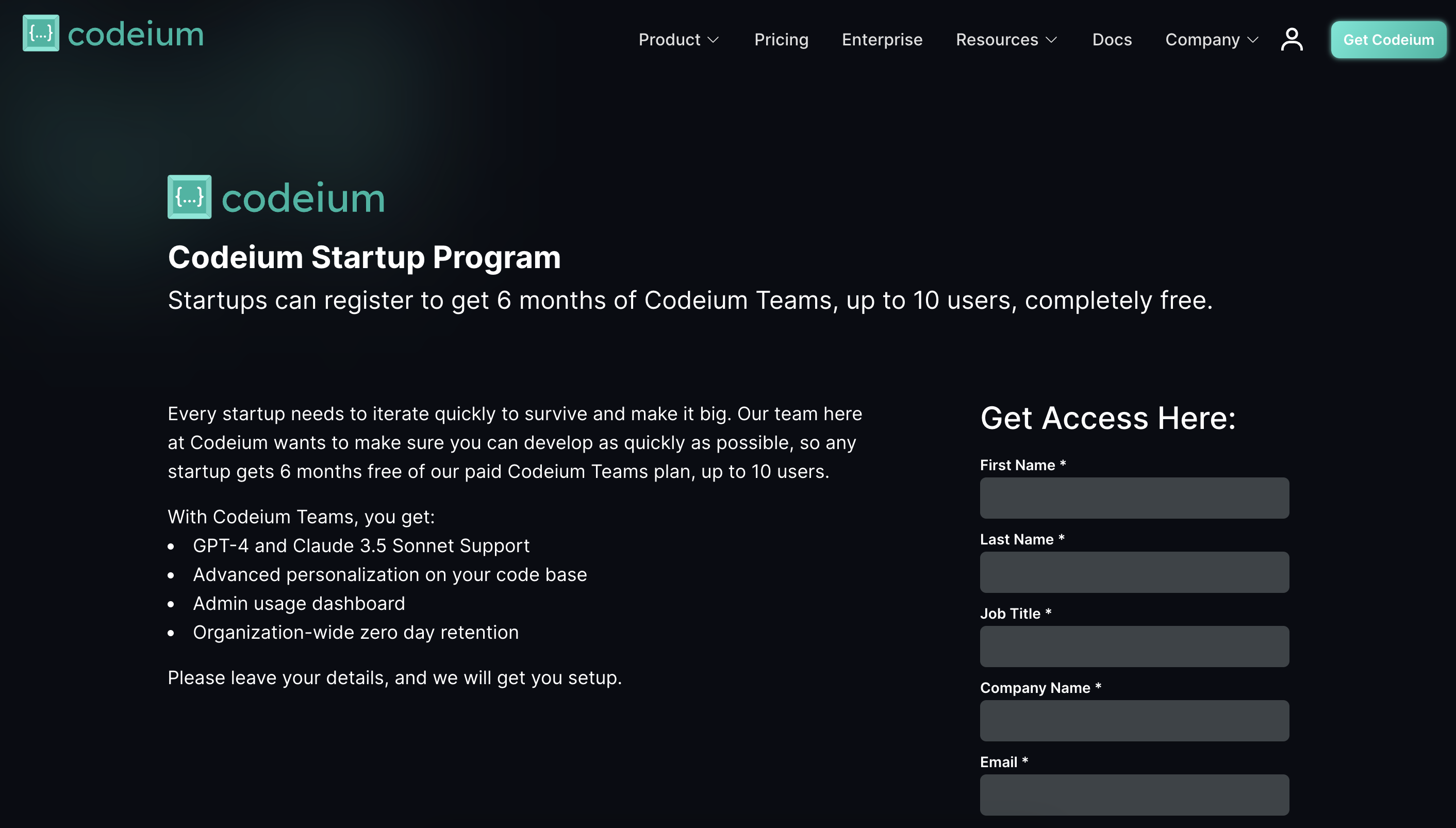 Codeium Startup Program