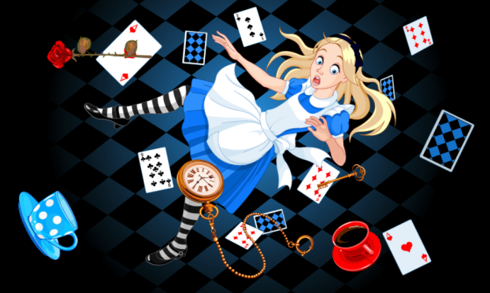 alice in wonderland falling into a rabbit hole
