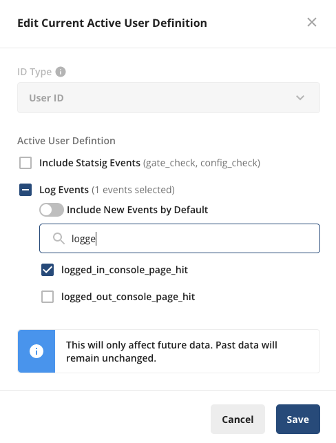 configuring trigger events for active users