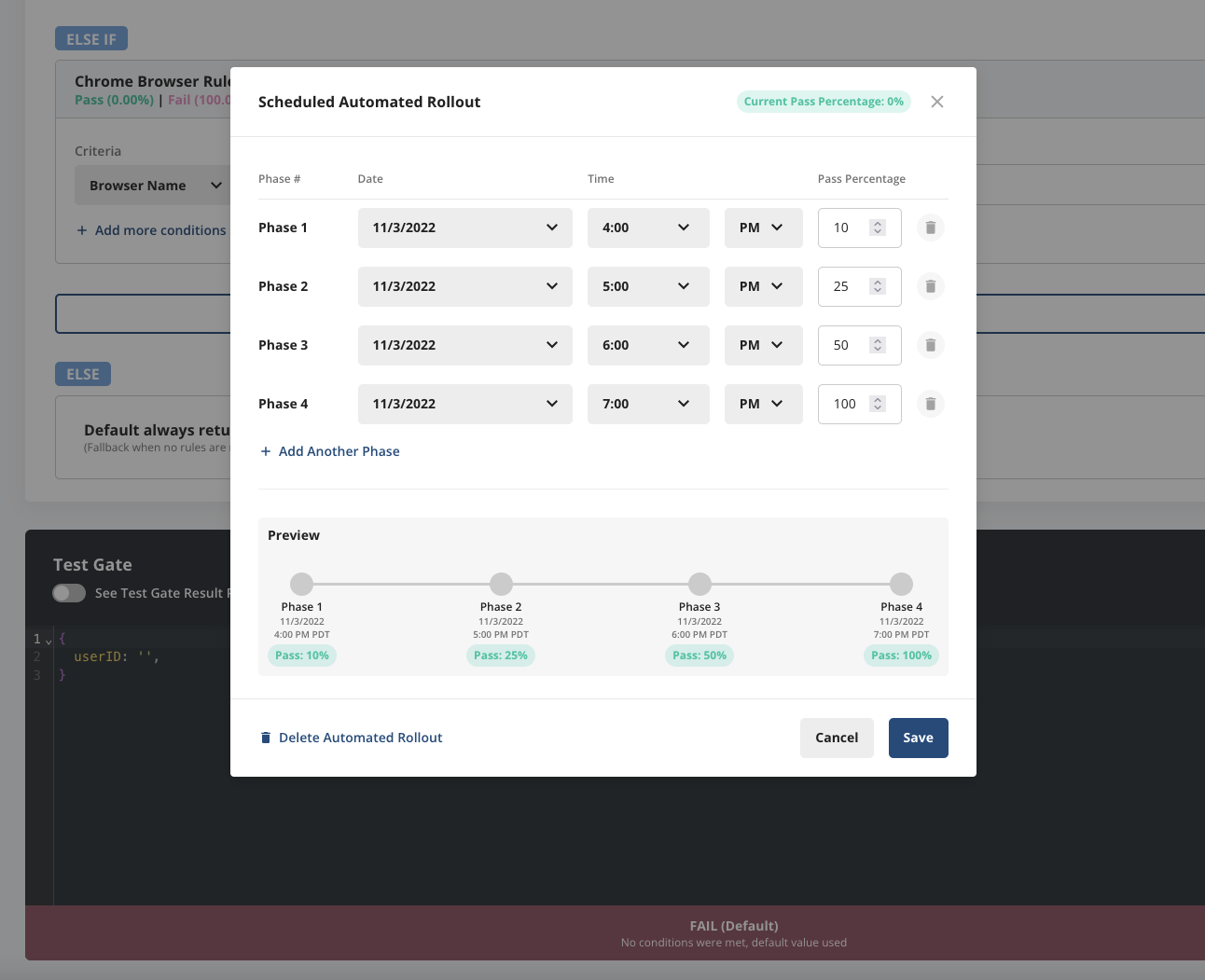 adding a time-based scheduling layer to feature gates