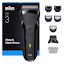 Braun Series 3 300BT borotva több tartozékkal. Szöveg: precíz és alapos borotválkozás.