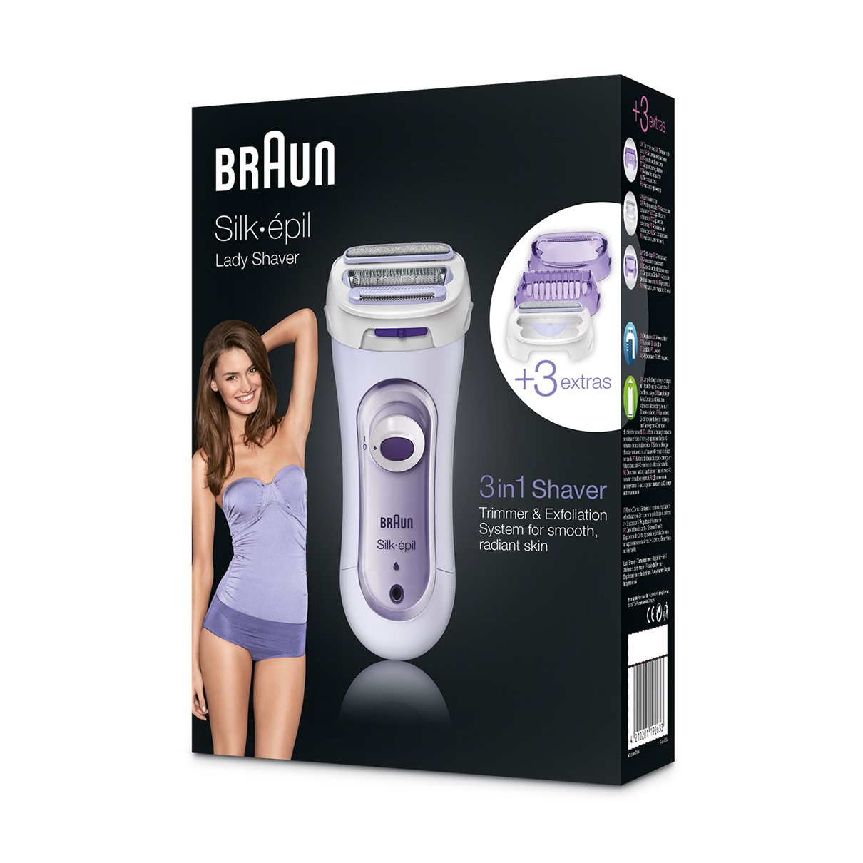 Braun Lady Shaver - 5560 Cordless Electric Shaver including Exfoliation Attachment - packaging