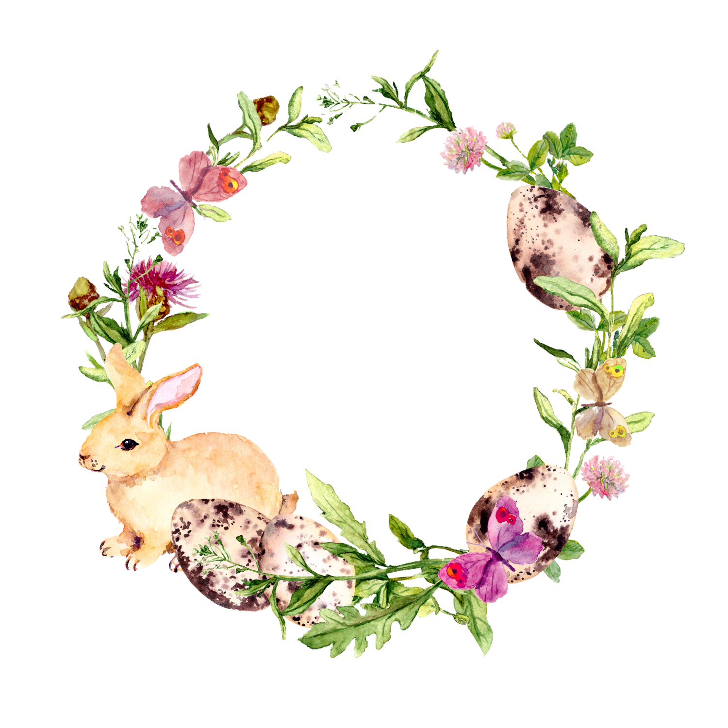 Blomsterkrans med en liten kanin
