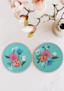 Thumb nail image for Wooden round floral coasters(pack of 2)