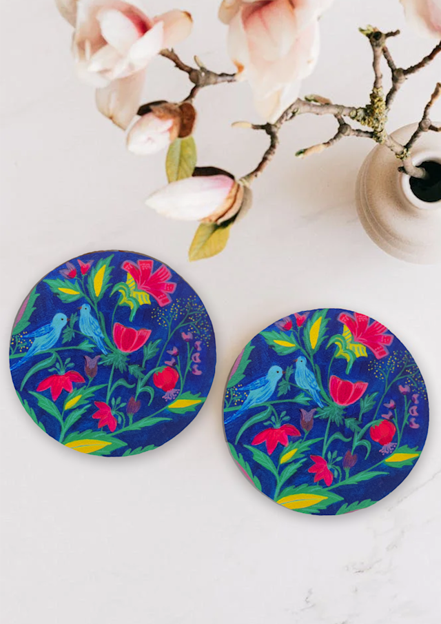 Blue floral coasters( pack of 2)