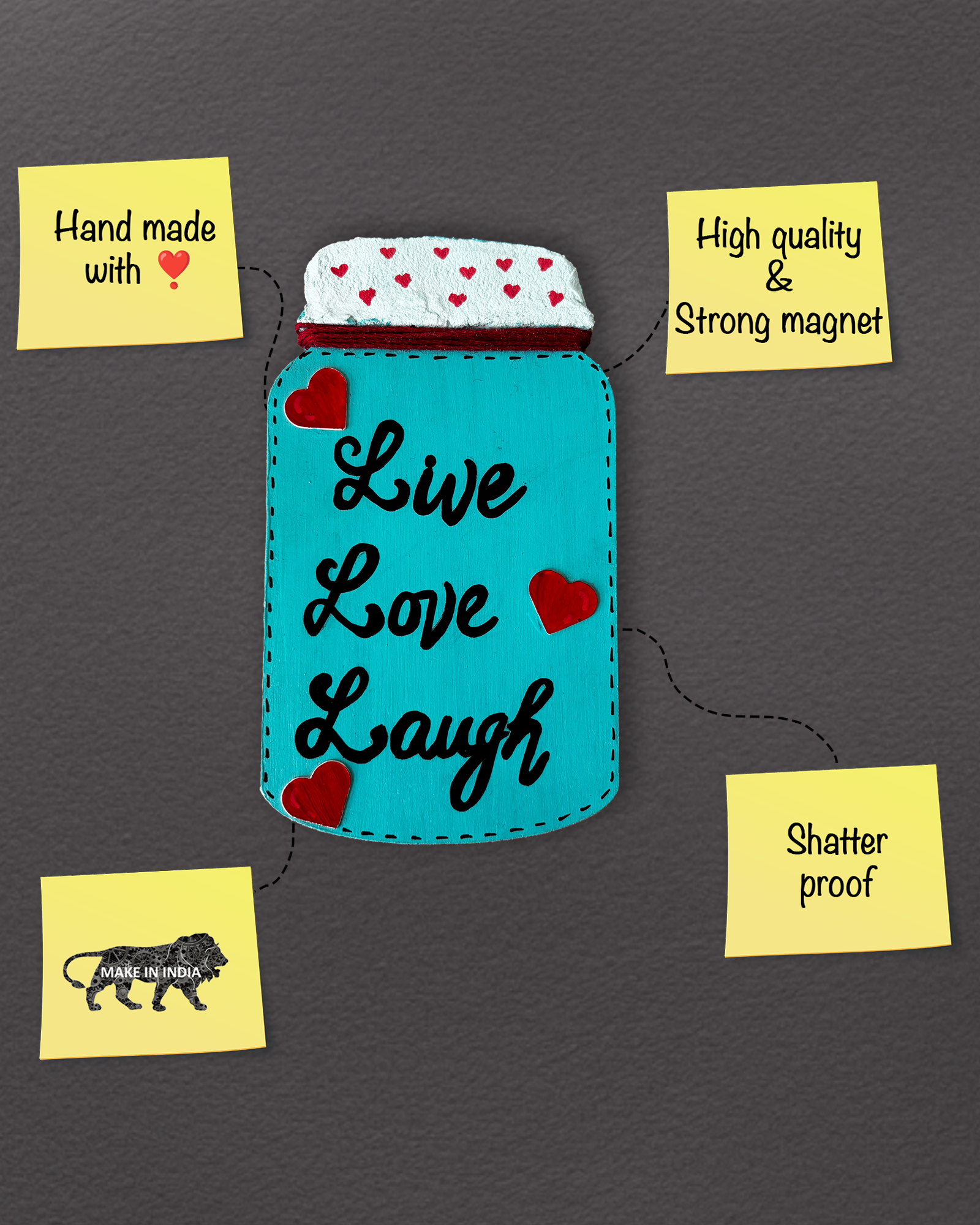 Image for Glass Jar Magnet(Live Love Laugh)