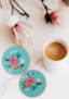 Thumb nail image for Wooden round floral coasters(pack of 2)