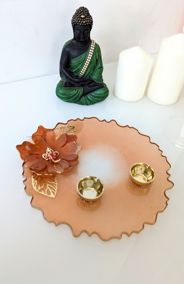 Floral Resin Puja Thali