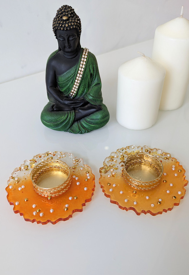 Resin tea light holder(set of 2)