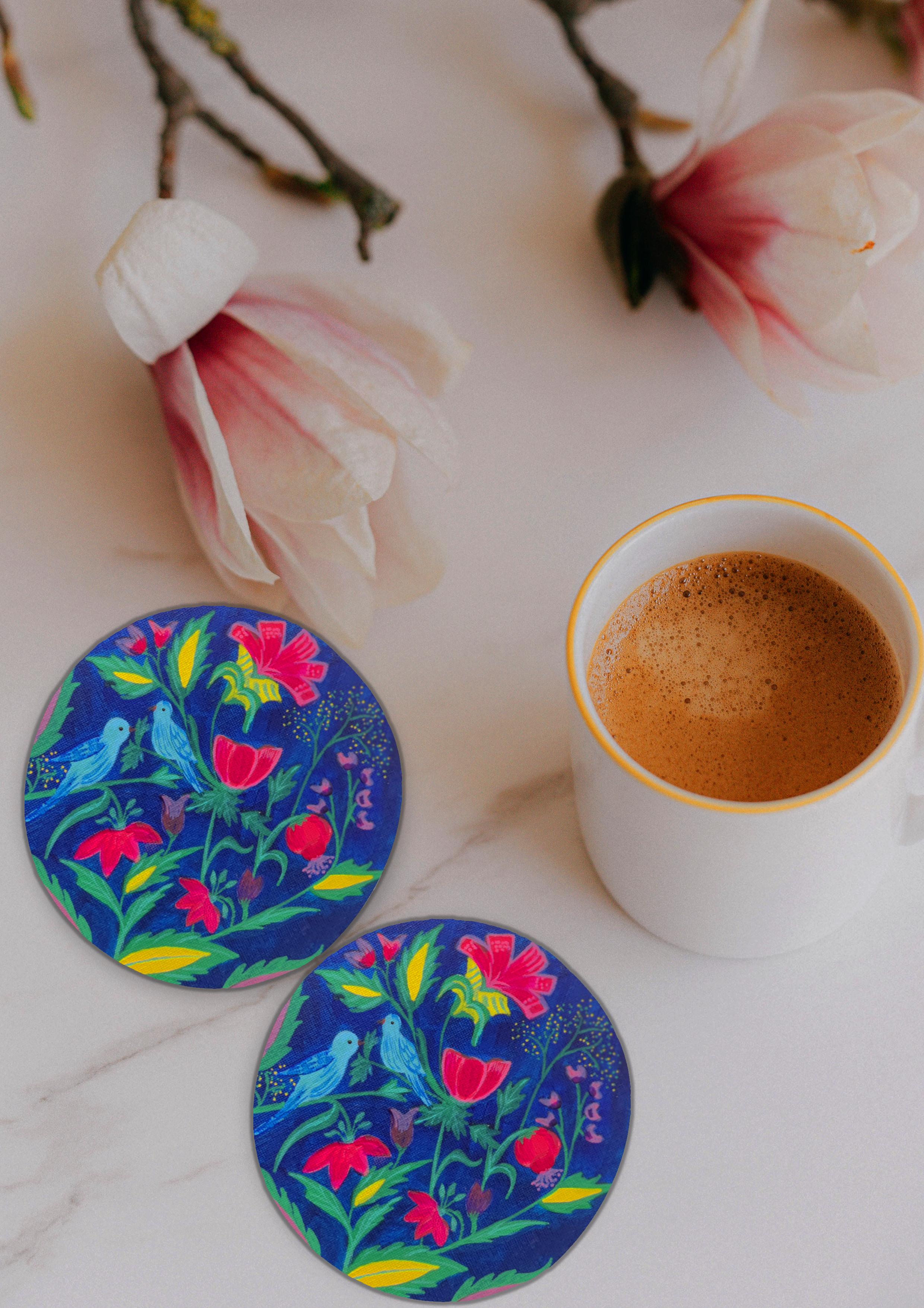 Image for Blue floral coasters( pack of 2)