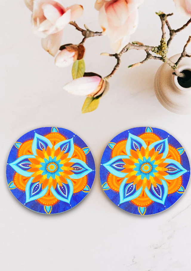 Blue mandala coasters( pack of 2)