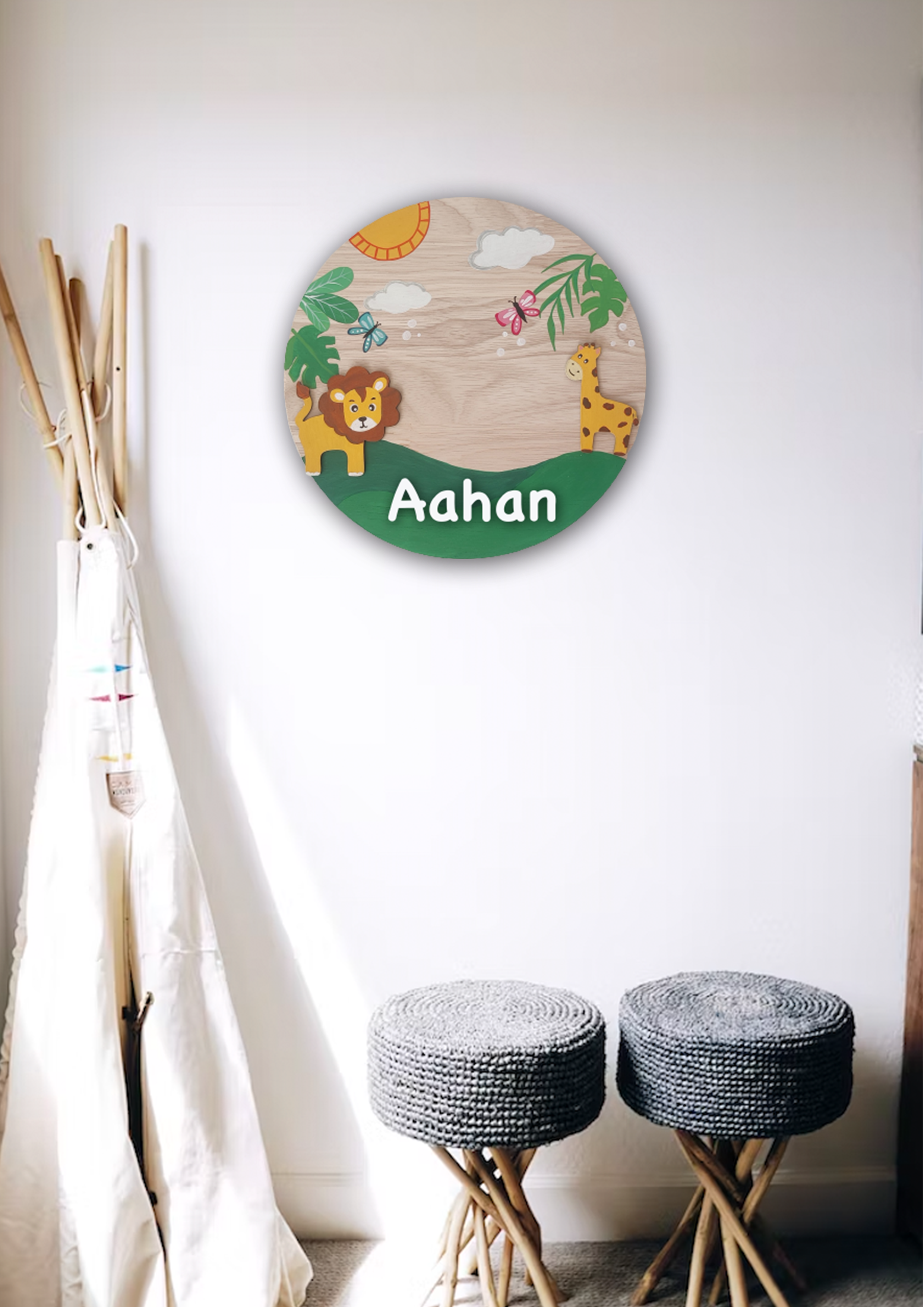 Image for Jungle theme kids name board