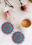 Thumb nail image for Wooden round mandala coasters(pack of 2)