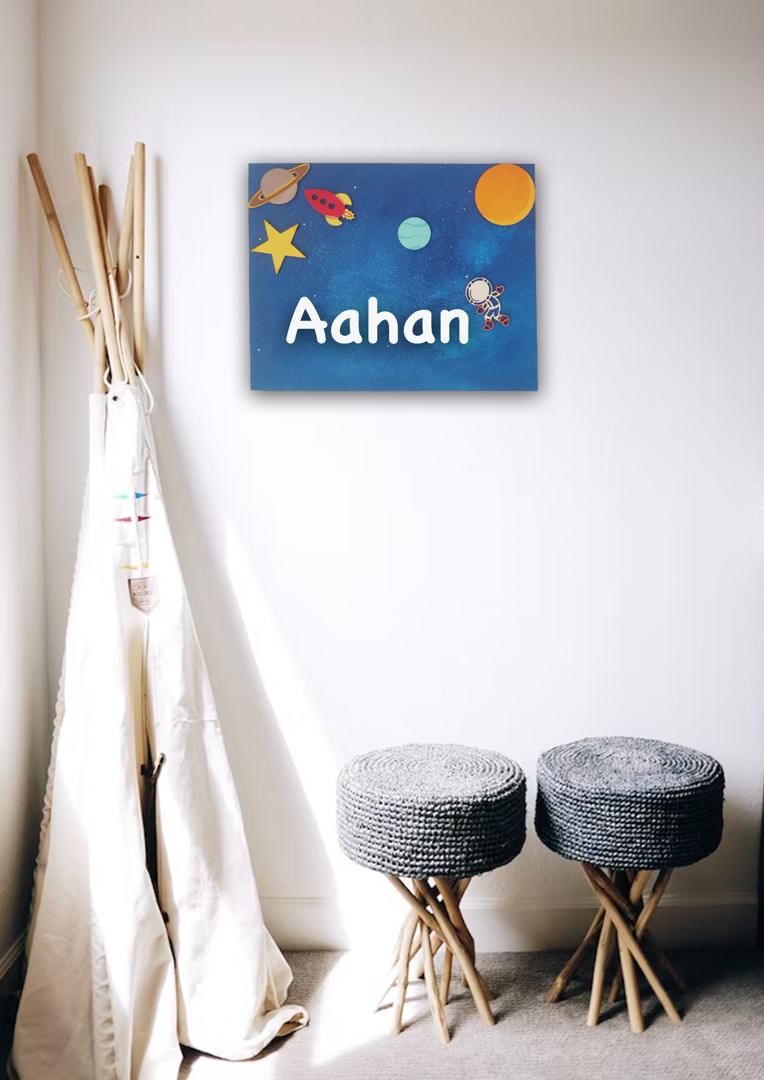 Image for Space theme kids name board