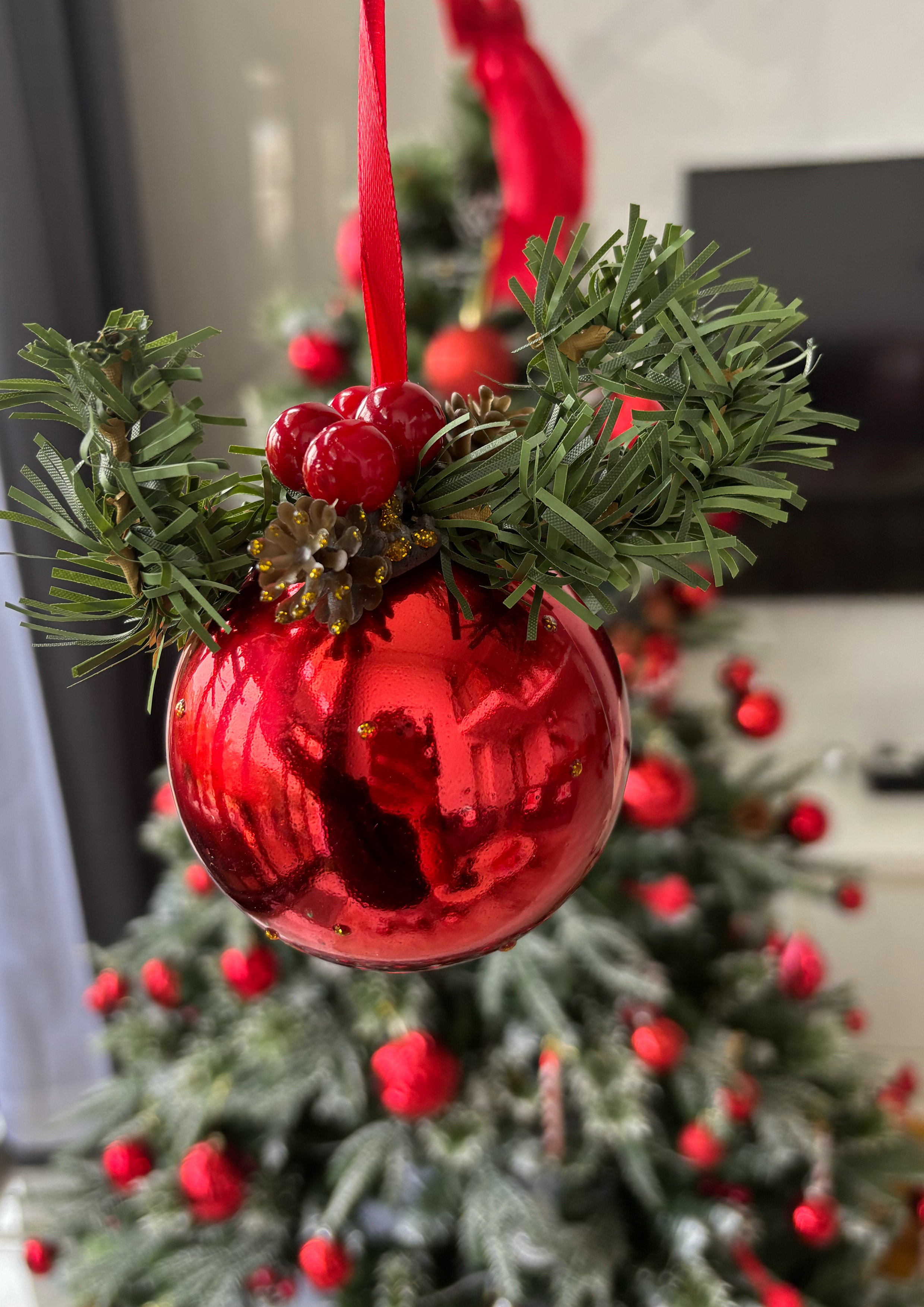 Image for Red Christmas baubles with berry