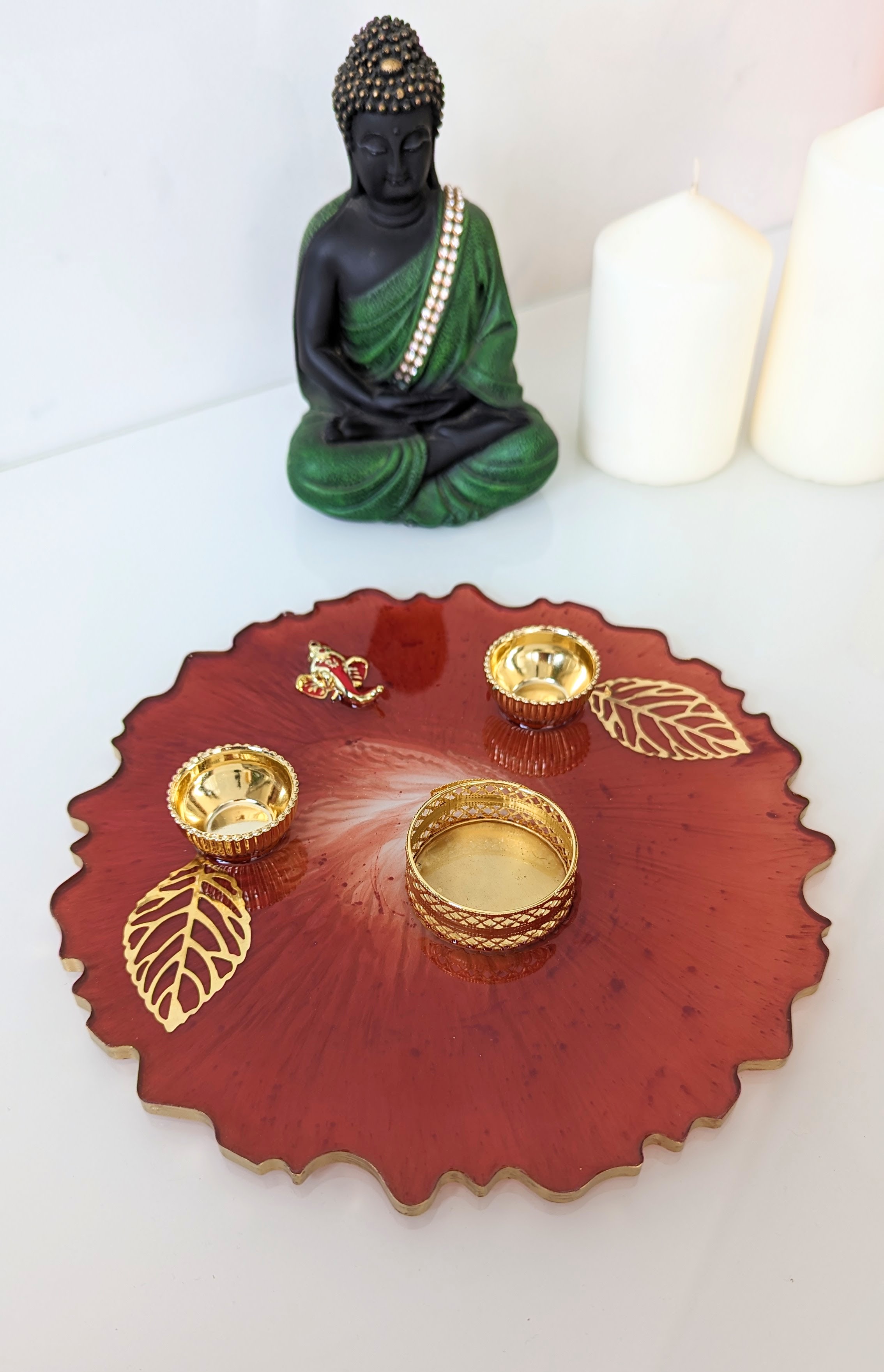 Image for Resin Puja Thali(red)