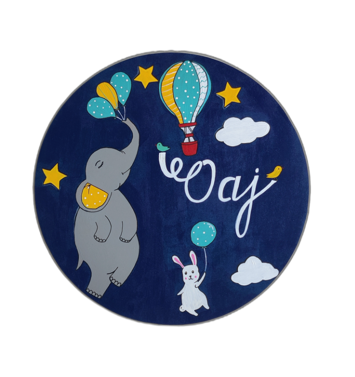 Image for Whimsical elephant theme kids name board