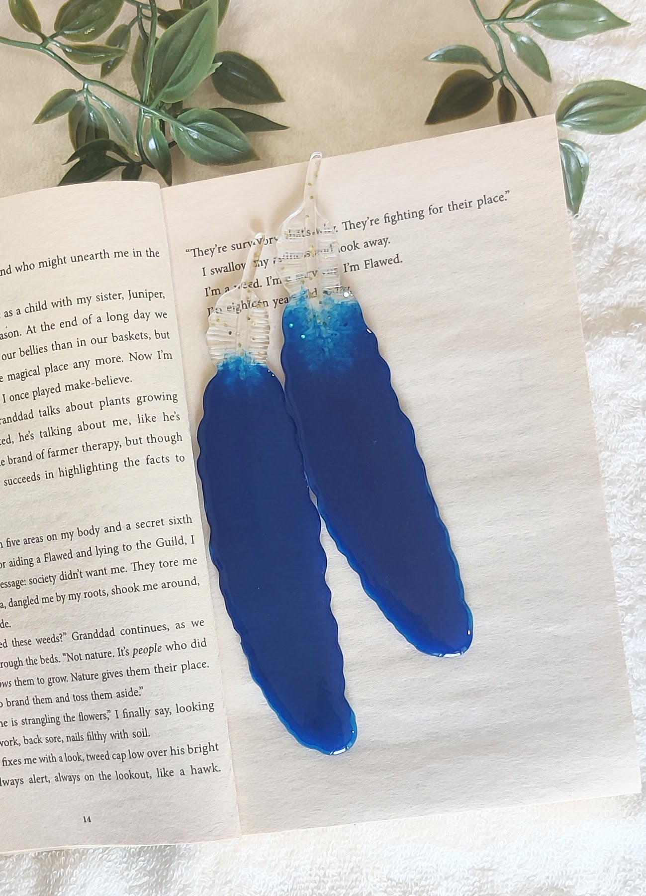 Image for Blue feather resin bookmarks(Pack of 2)