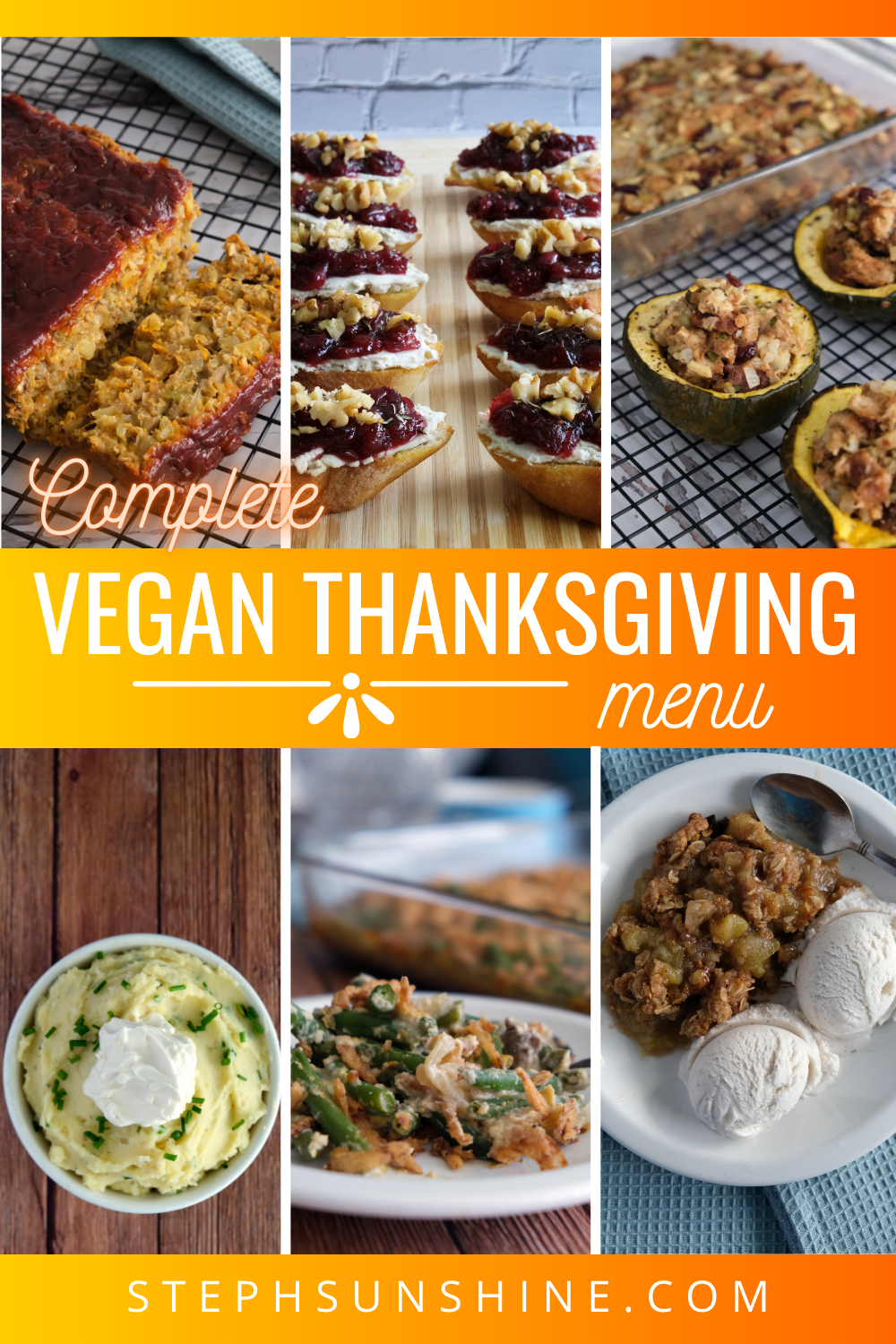 Complete Vegan Thanksgiving Menu and Recipes | Steph Sunshine