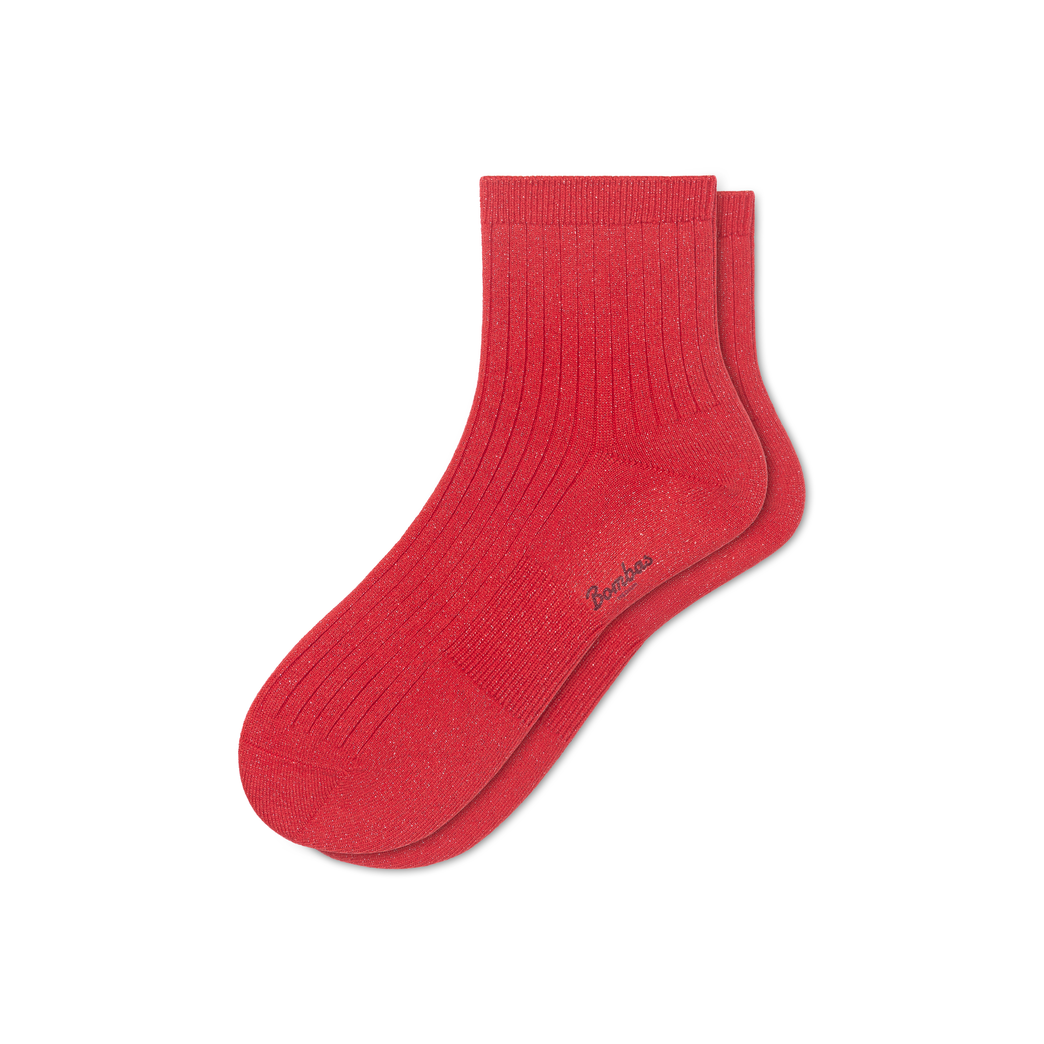 Bombas Wide Rib Quarter Socks In Red