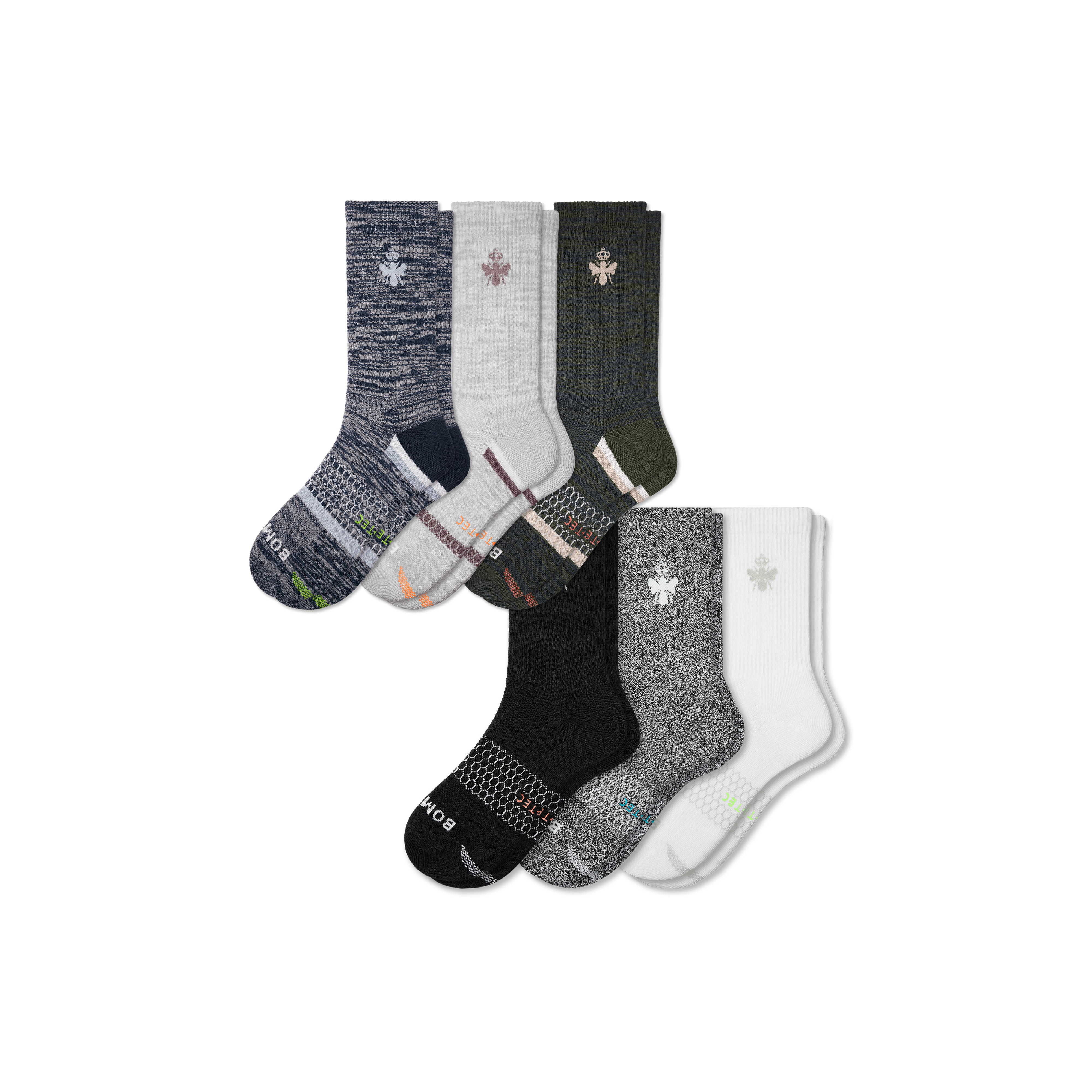 Bombas All-purpose Performance Calf Sock 6-pack In Twilight Navy Mix
