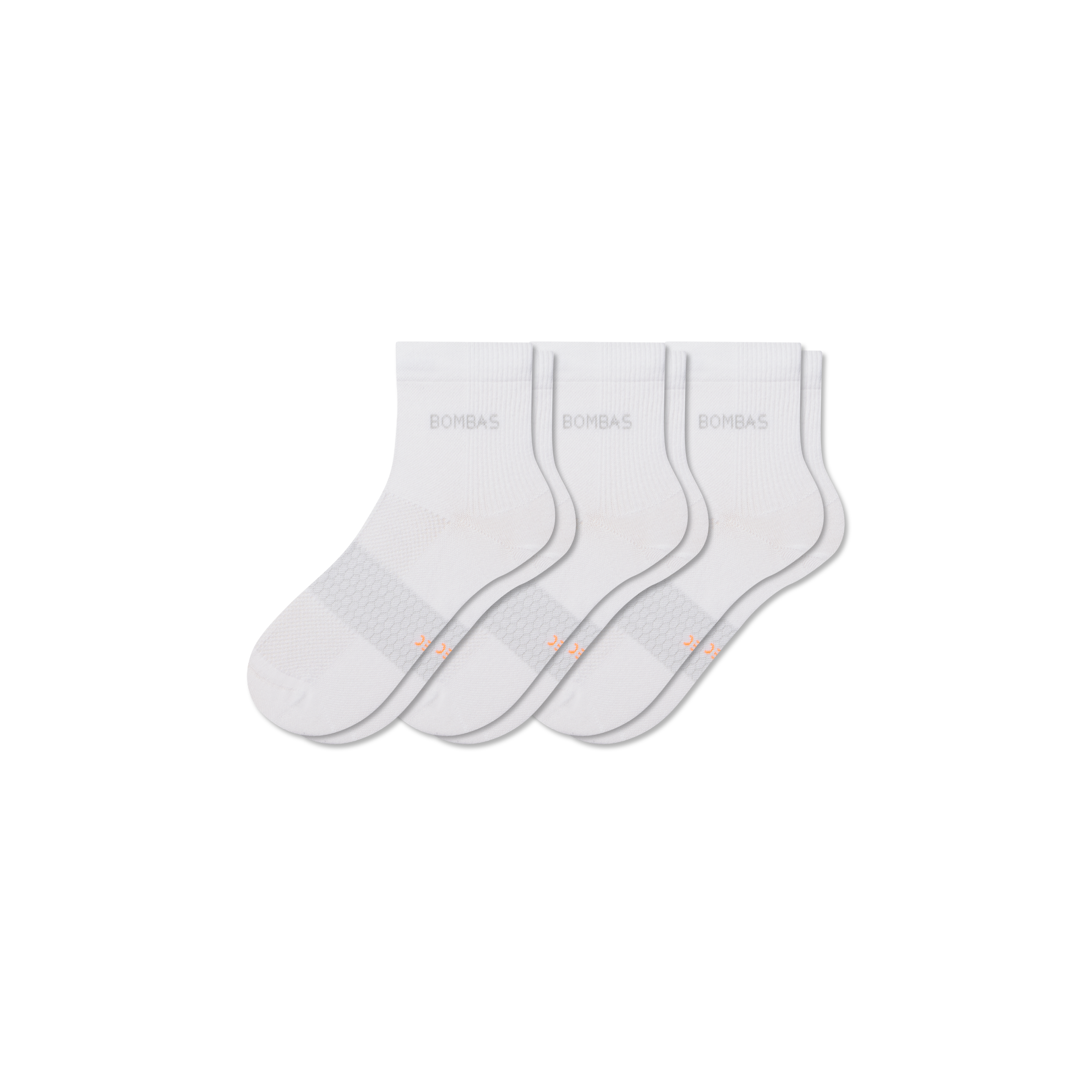Bombas Lightweight Athletic Quarter Sock 3-pack In White