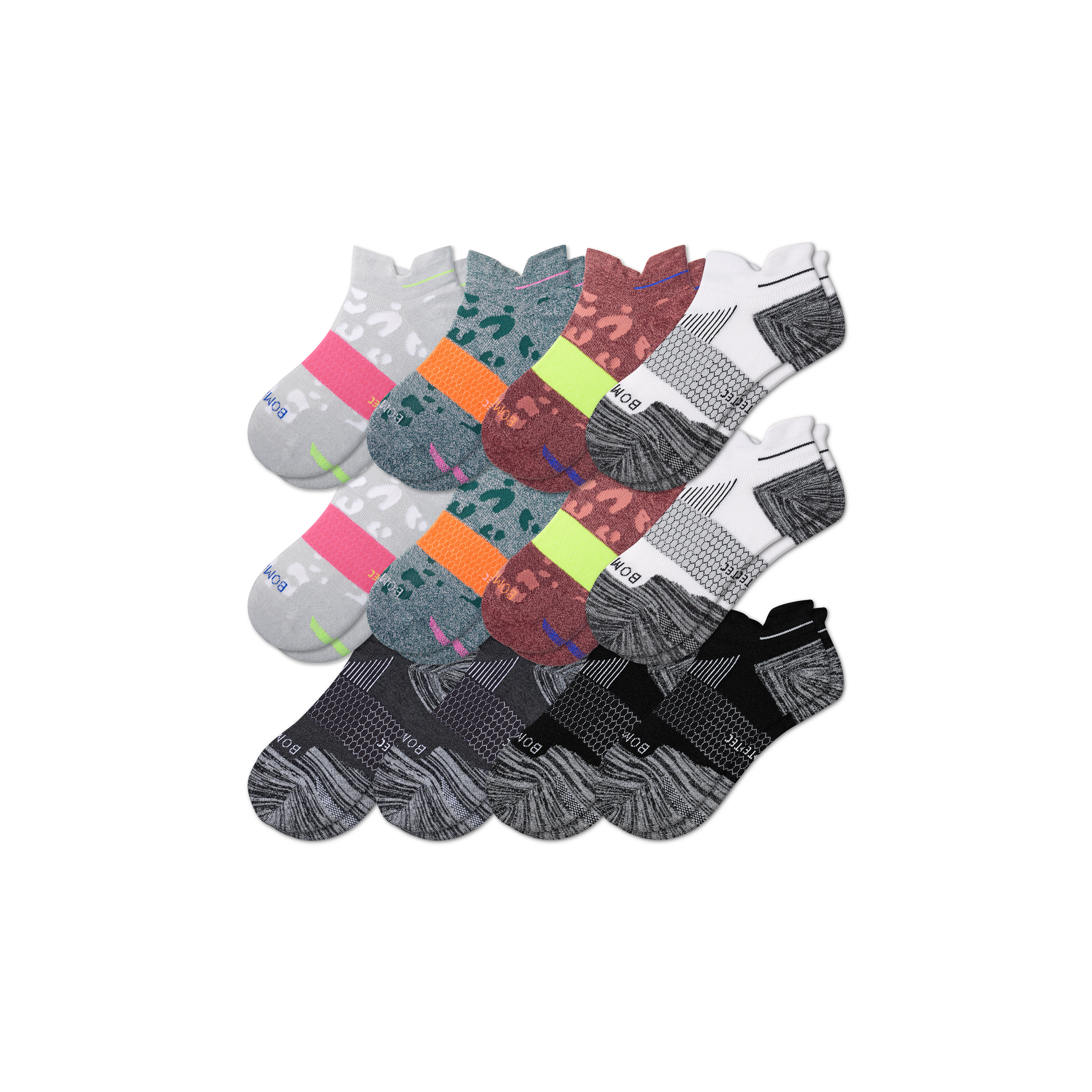 Bombas Running Ankle Sock 12-pack In Pink Core Mix