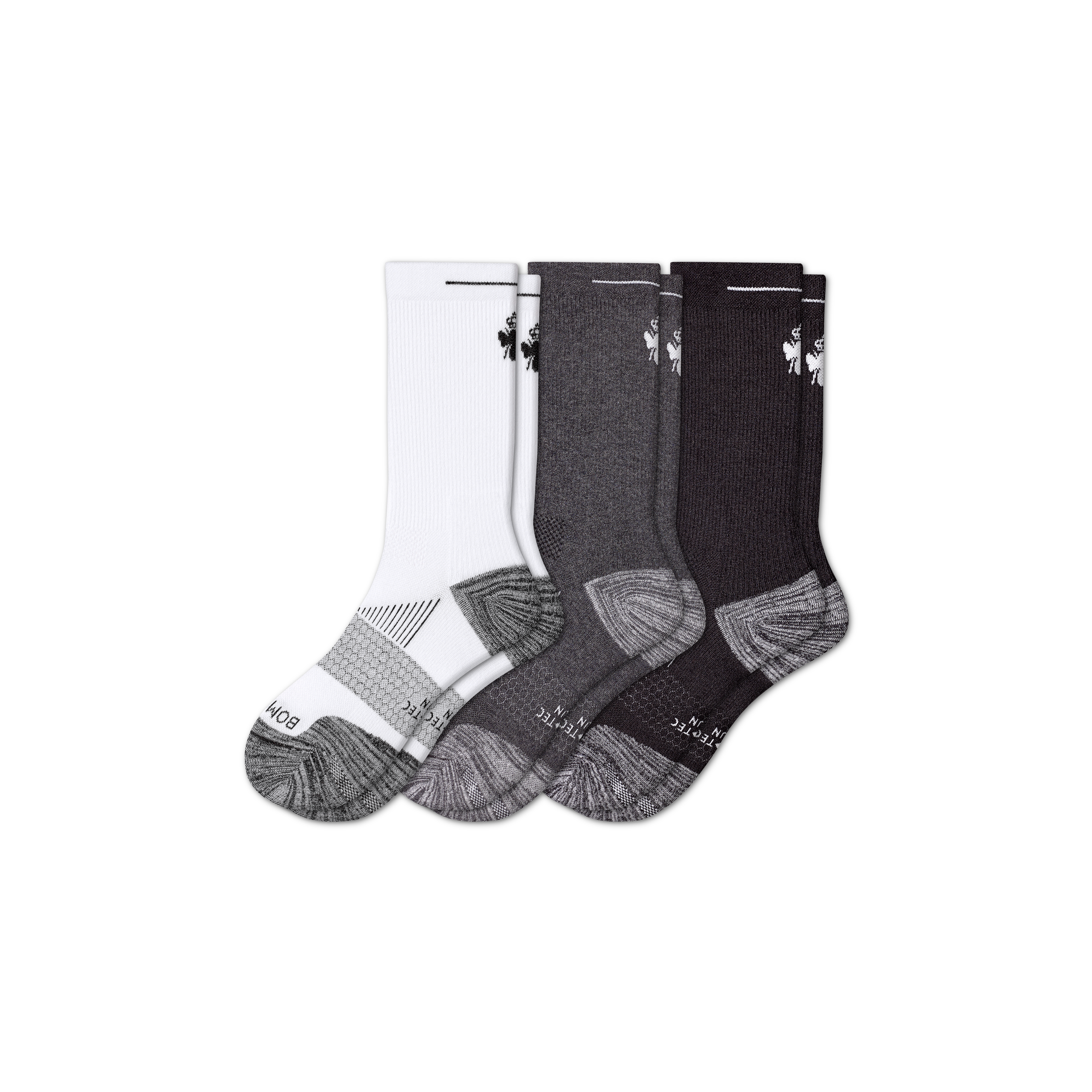 Shop Bombas Running Calf Sock 3-pack In White Charcoal Black Bee
