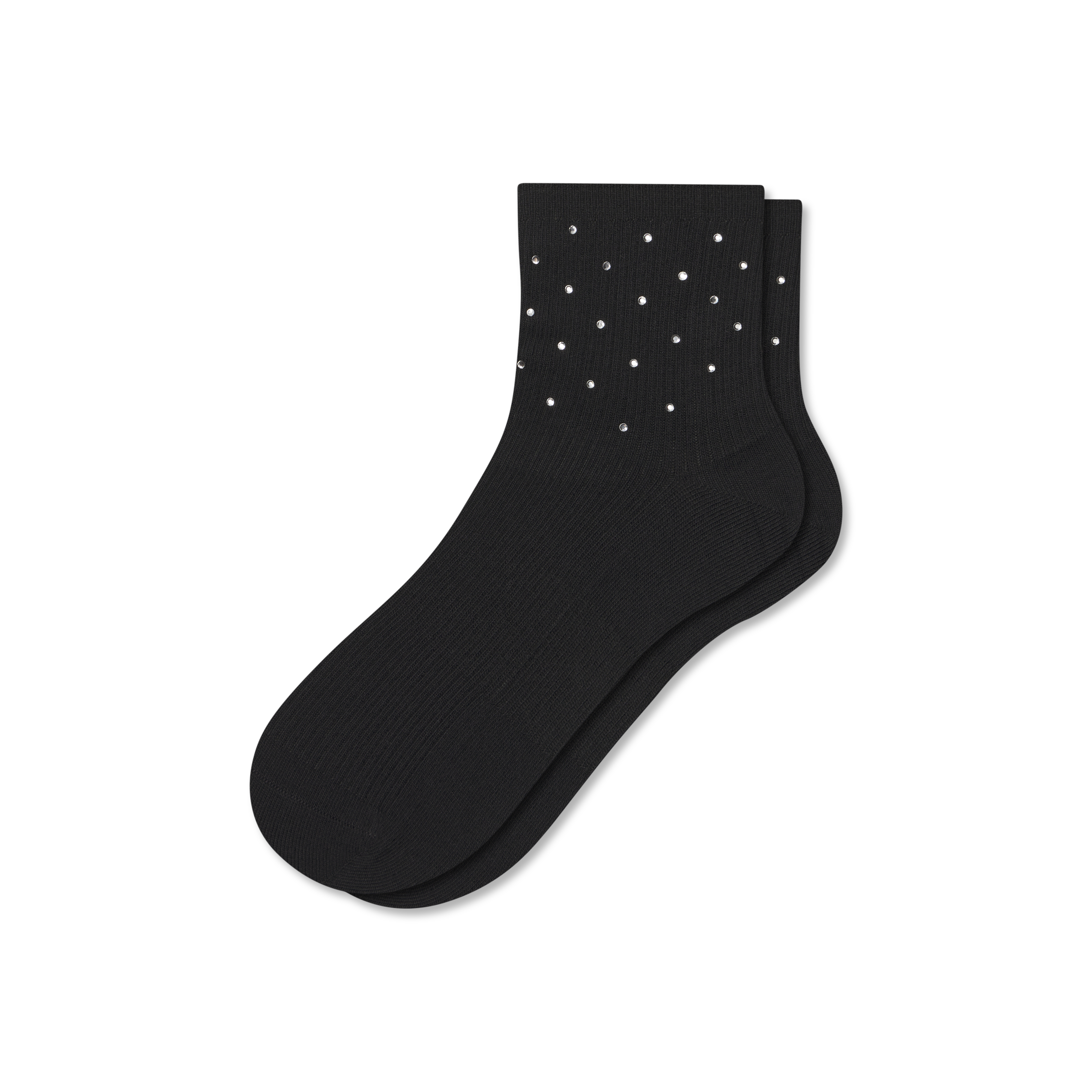 Bombas Rhinestone Rib Quarter Socks In Black
