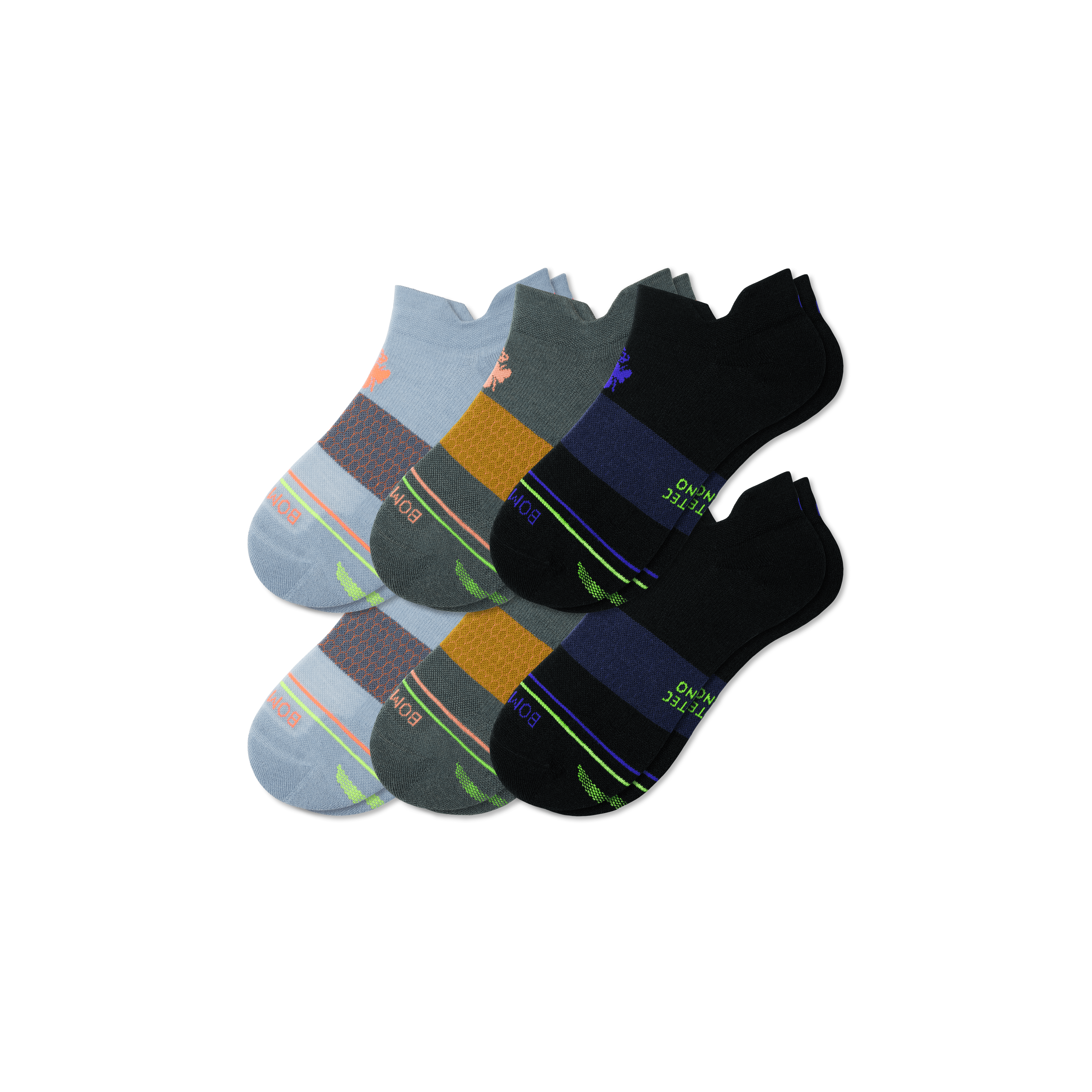 Shop Bombas Merino Wool Blend Athletic Ankle Sock 6-pack In Moss Ocean Mix