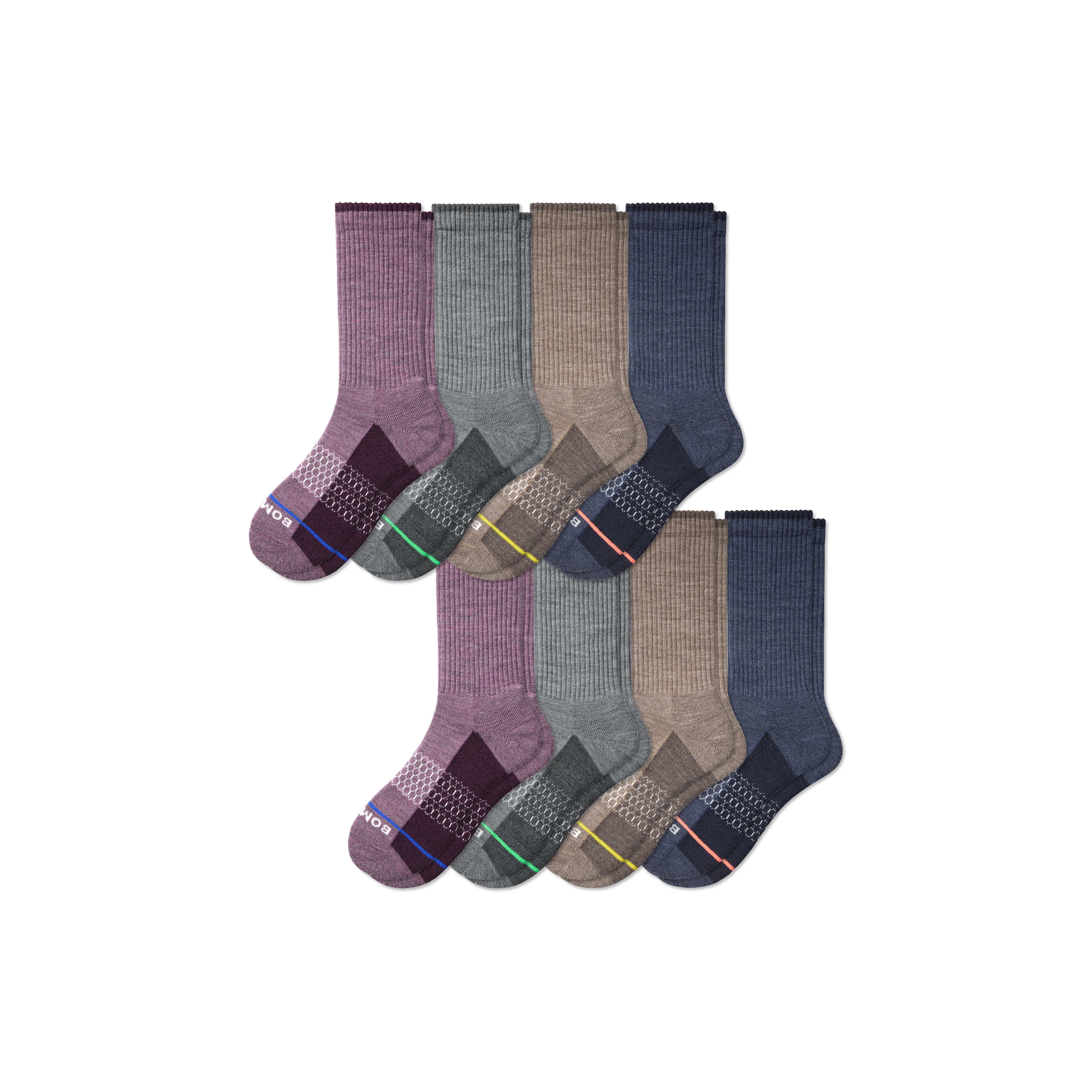 Bombas Merino Wool Blend Calf Sock 8-pack In Cloud Mauve Mix