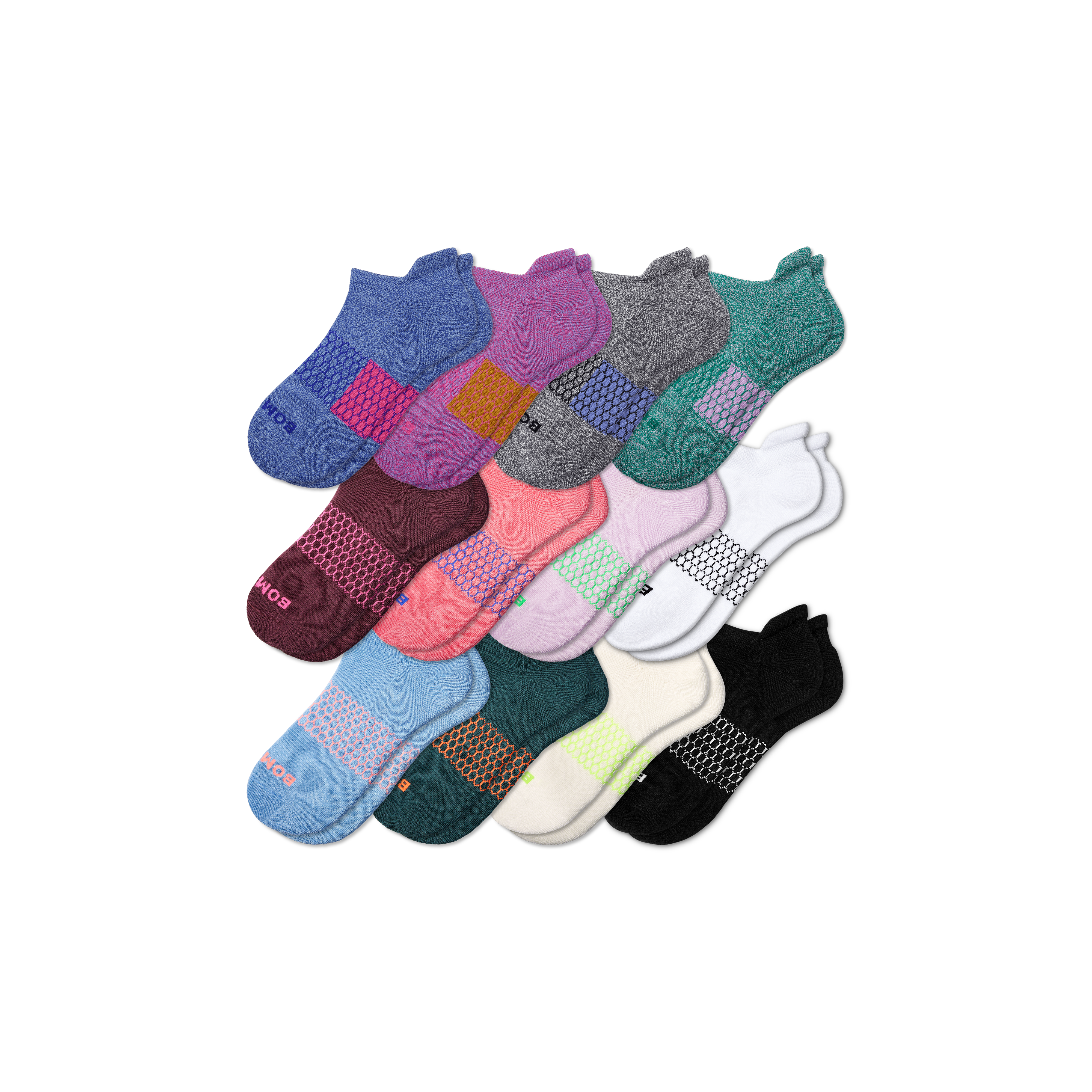 Bombas Ankle Sock 12-pack In Marls Solids Mix