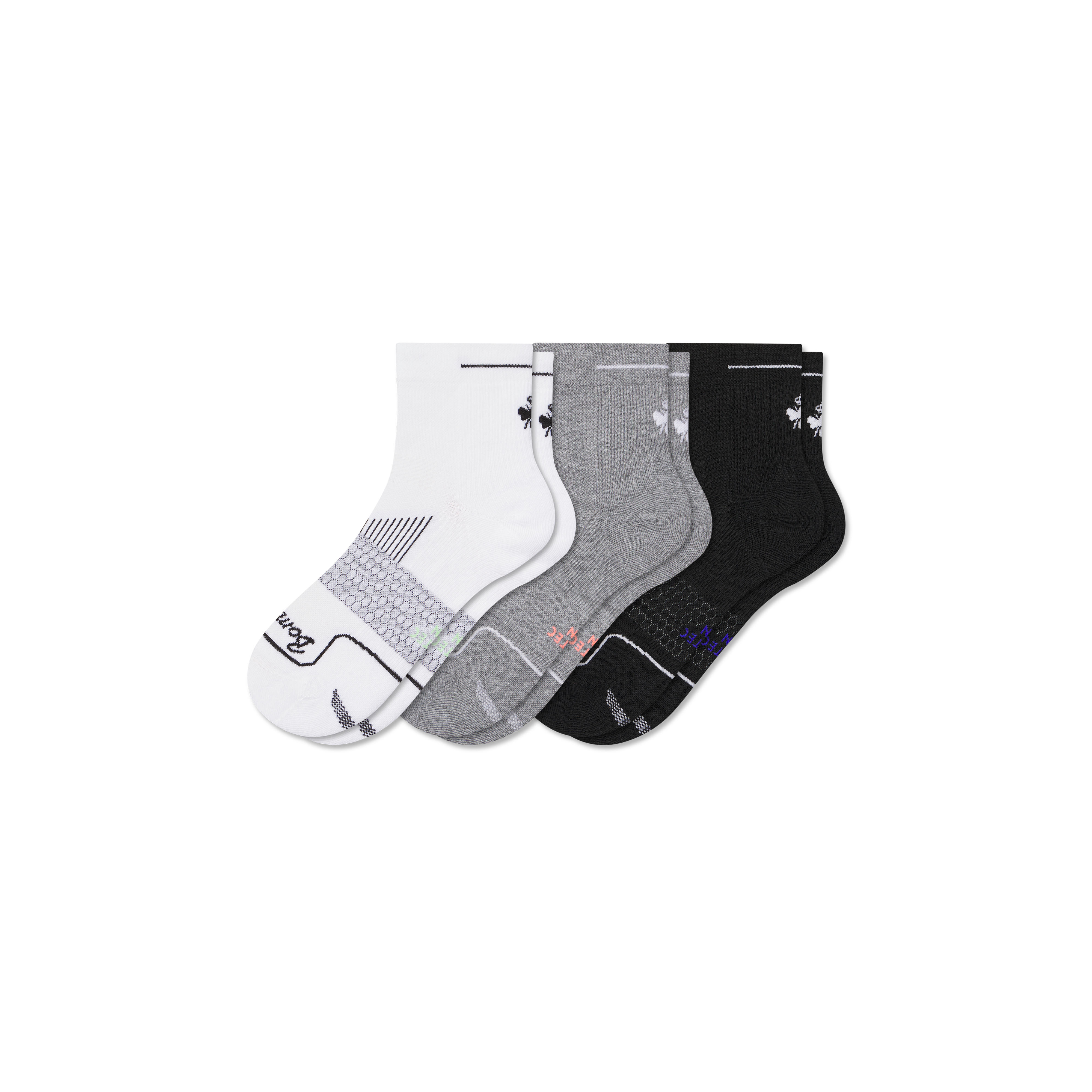 bombas Men's Running Quarter Sock 3-Pack