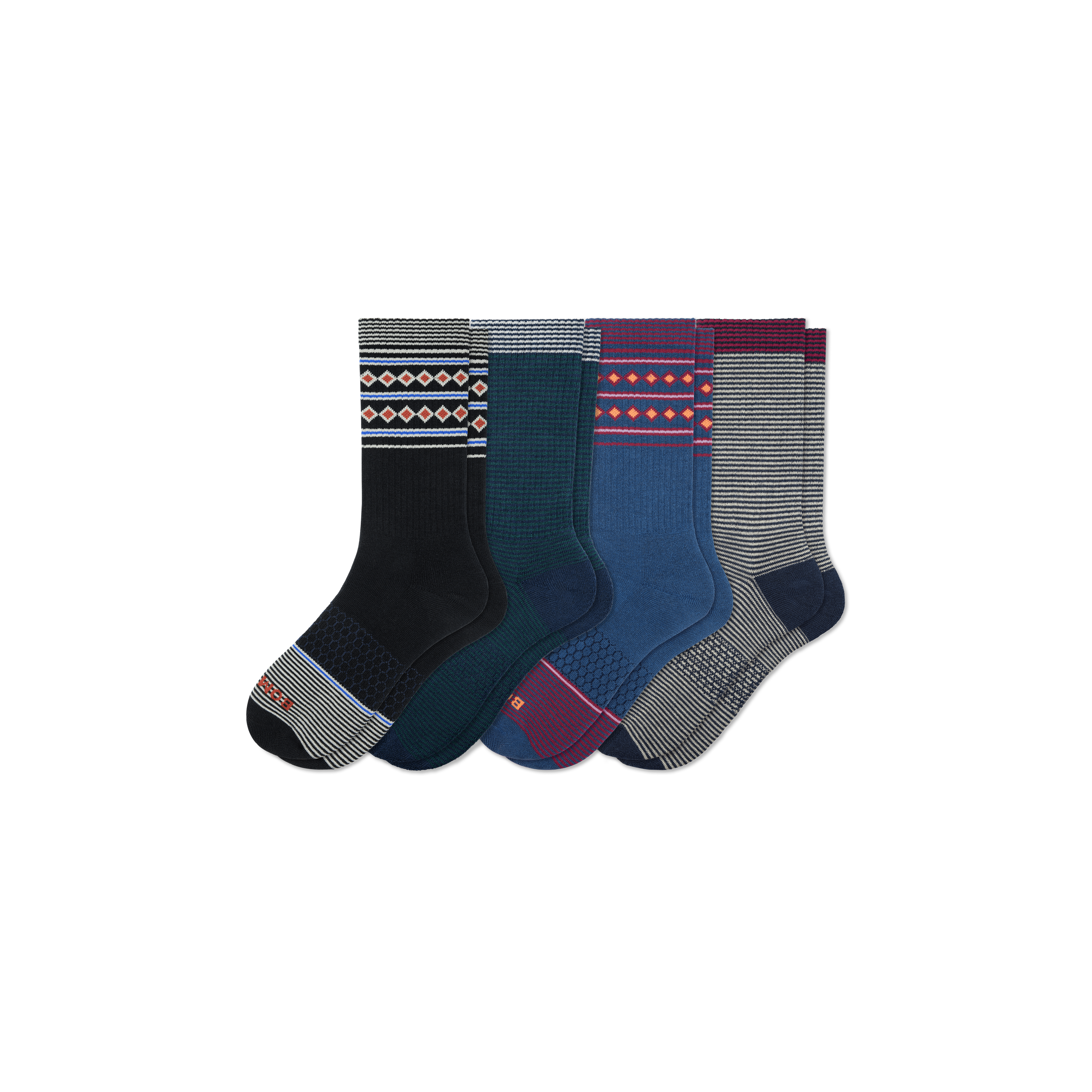 Bombas Holiday Calf Sock 4-pack In Black Teal Mix