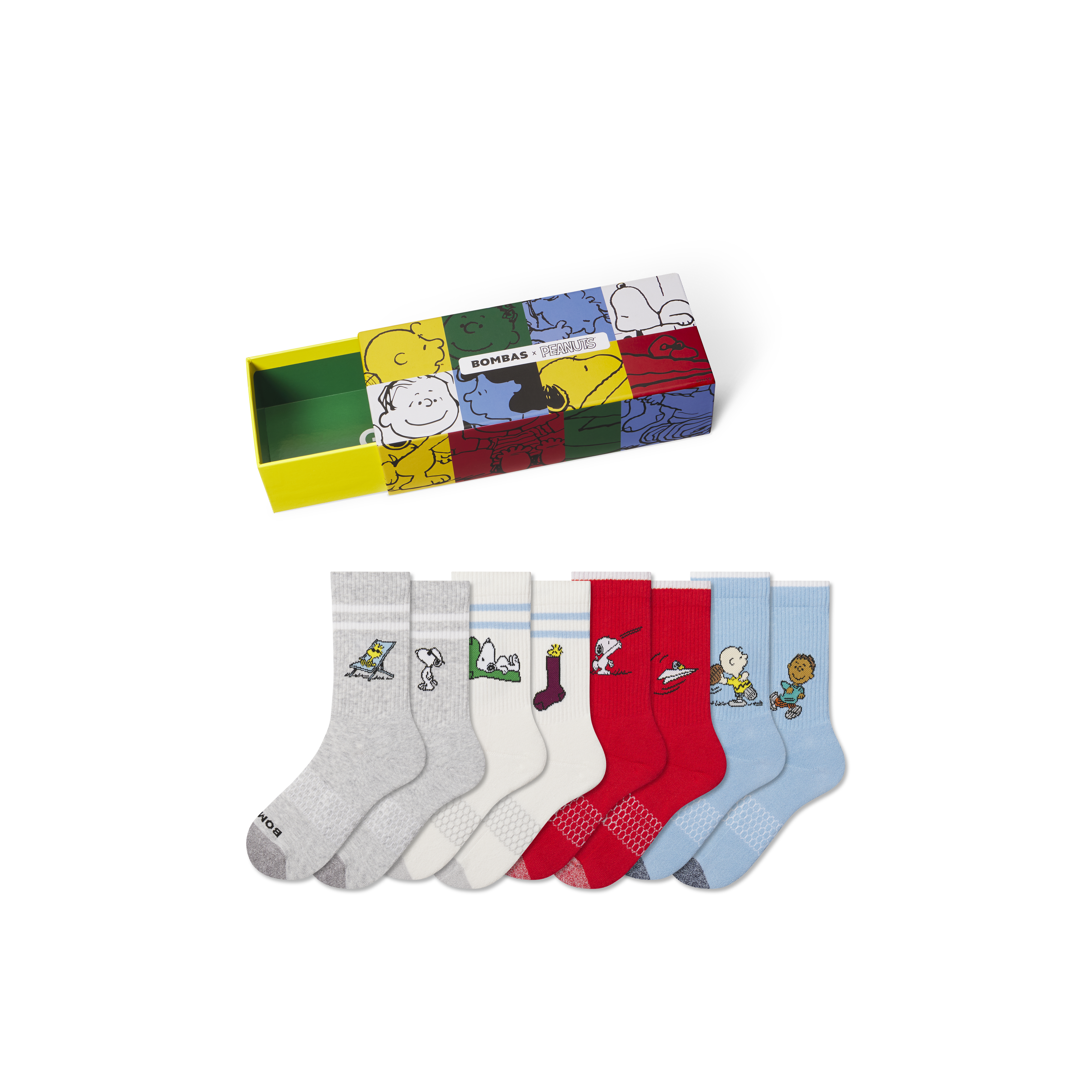 Peanuts x Bombas: Youth Calf Sock 4-Pack Gift Box