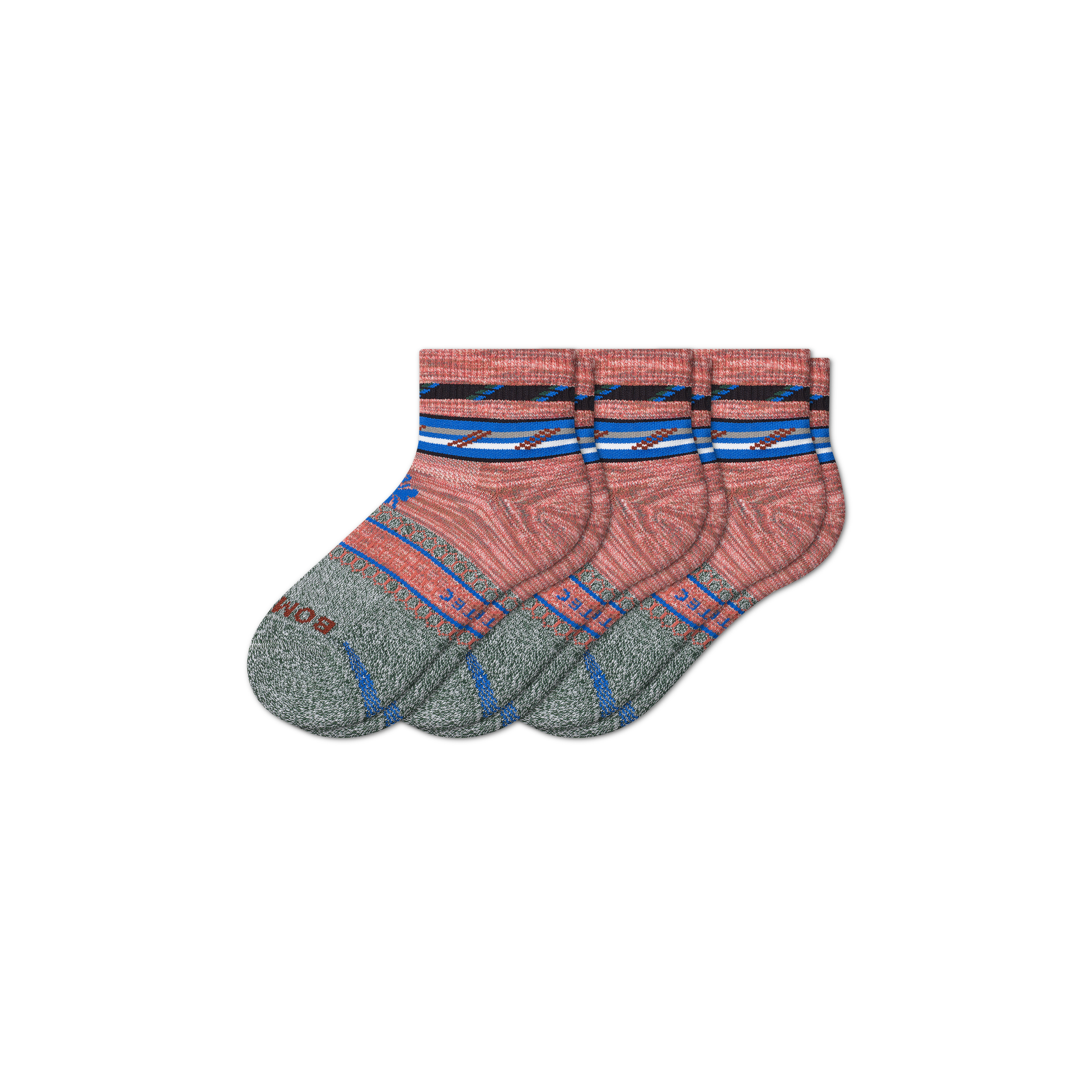 Bombas All-purpose Performance Quarter Sock 3-pack In Clay Blue Mix
