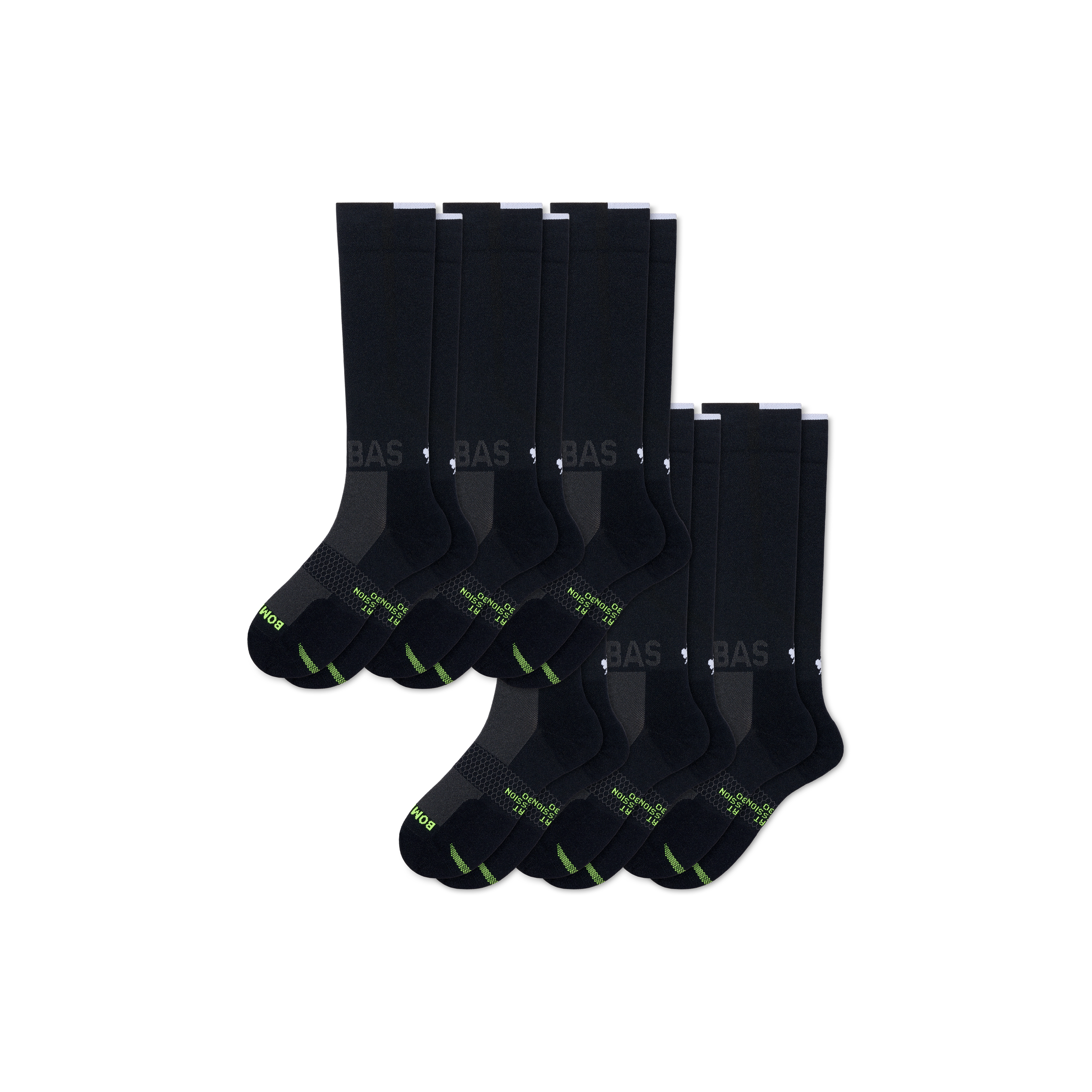 Bombas Sport Compression Knee High Sock 6-pack (20-30mmhg) In Onyx