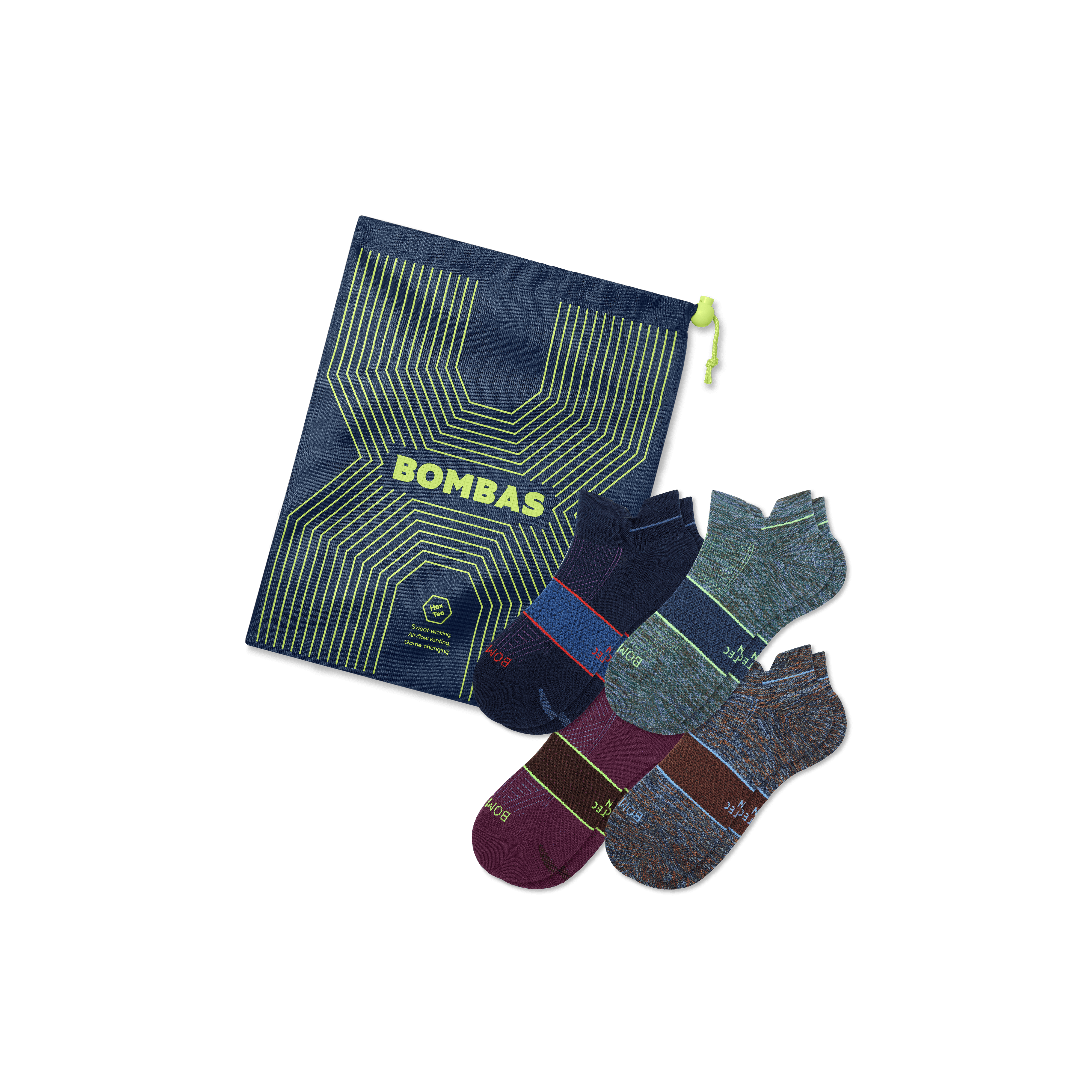 bombas Men's Running Ankle Sock 4-Pack Gift Bag