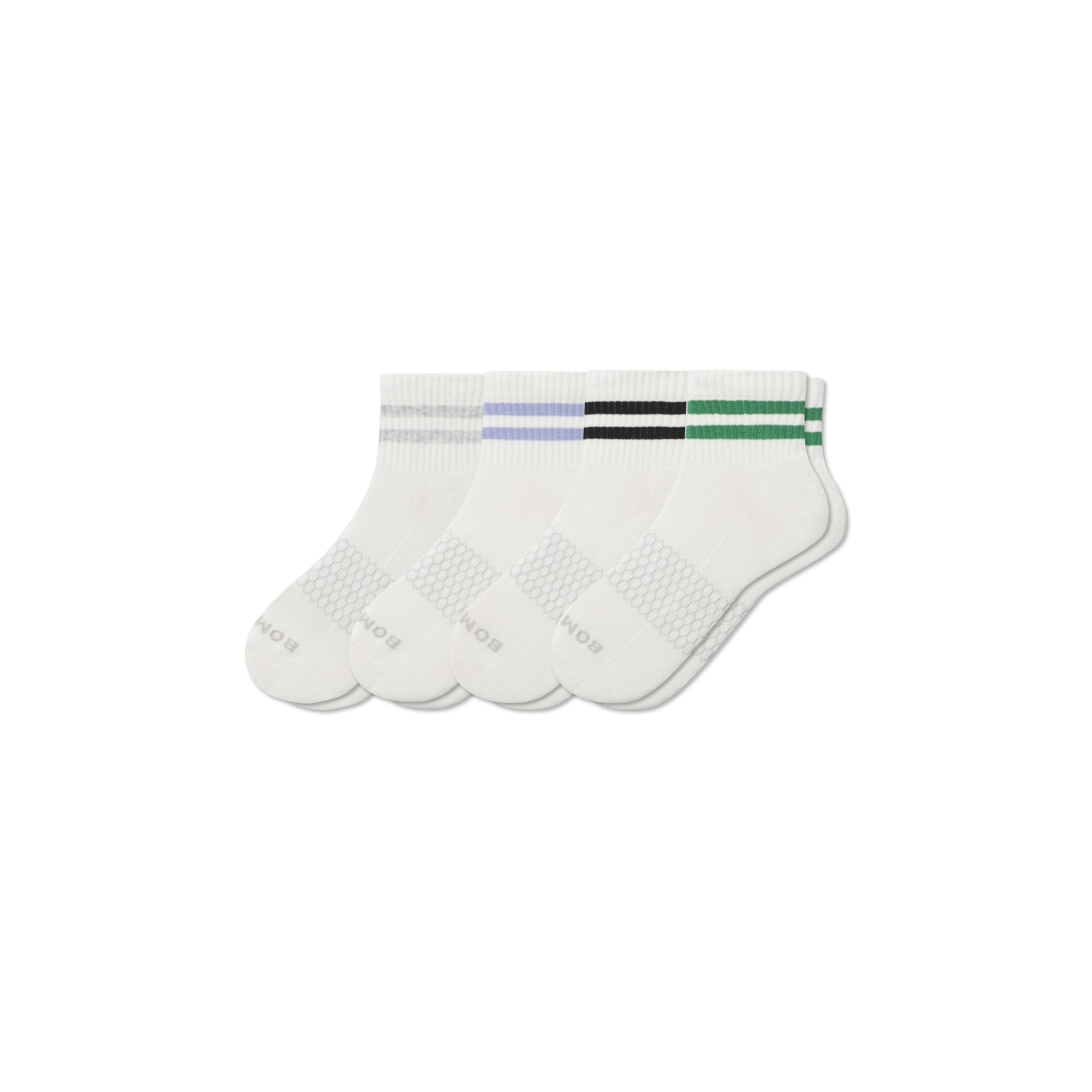 Bombas Vintage Stripes Quarter Sock 4-pack In Grey Dawn Mix