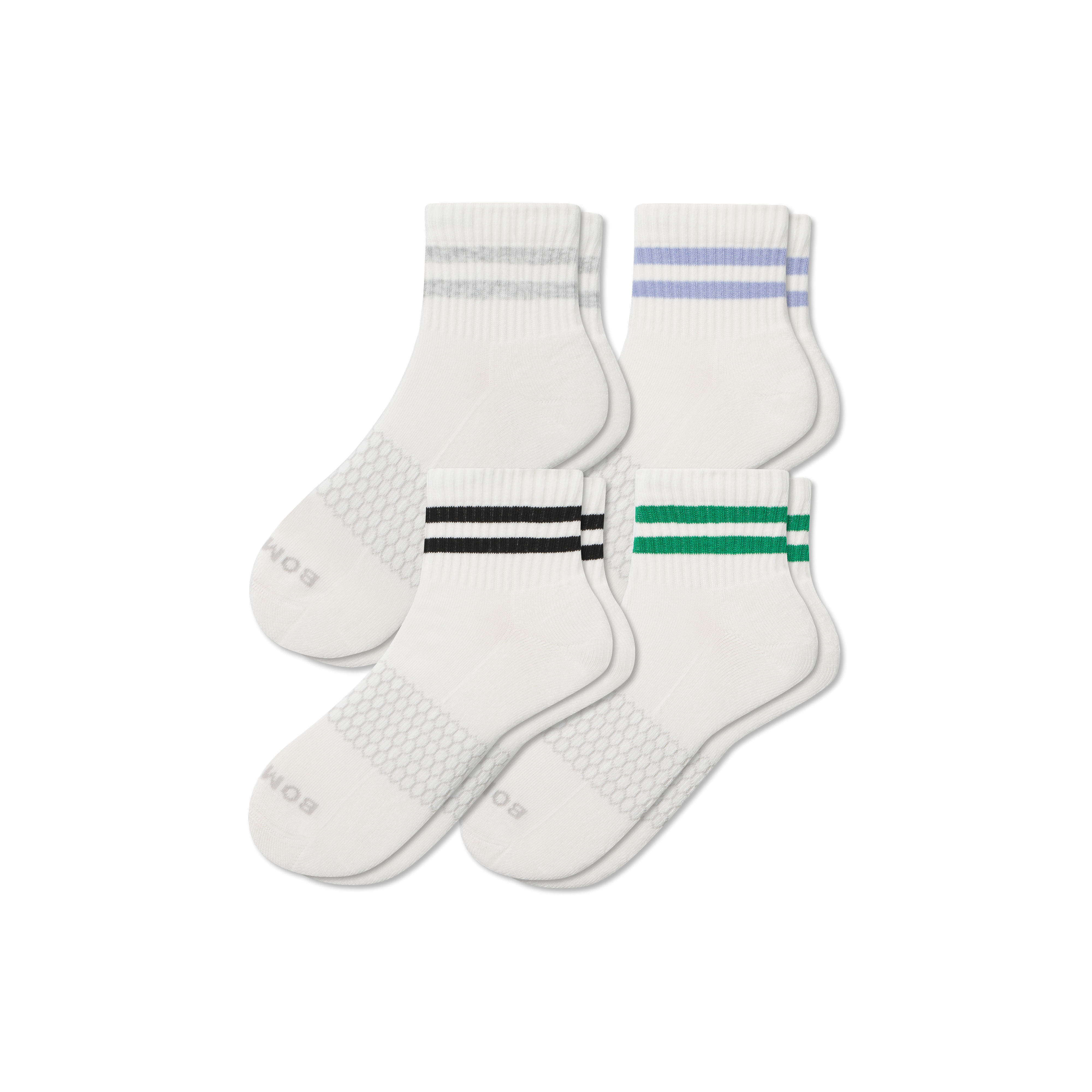 Bombas Vintage Stripes Quarter Sock 4-pack In Grey Dawn Mix