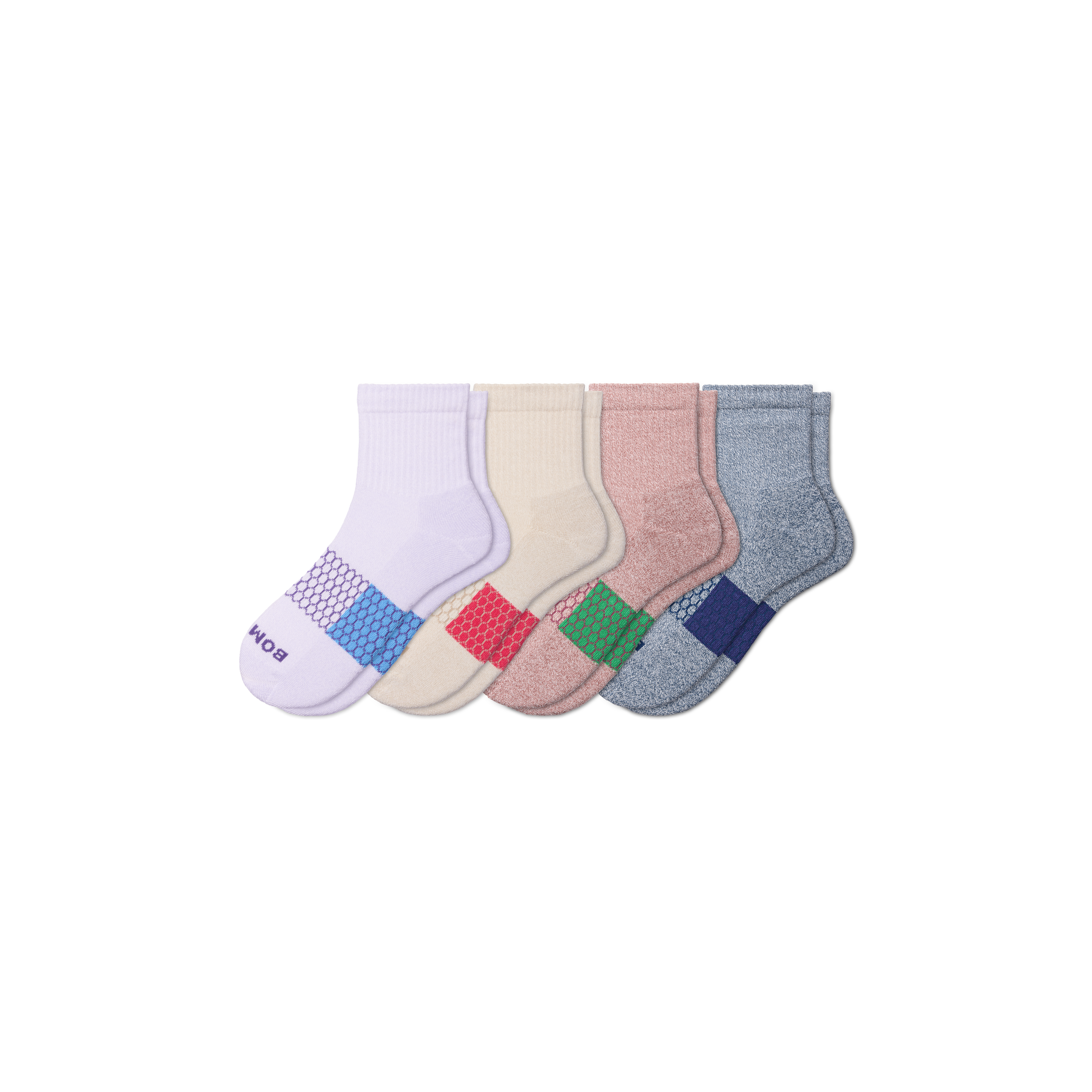 Bombas Quarter Sock 4-pack In Purple Sea Mix